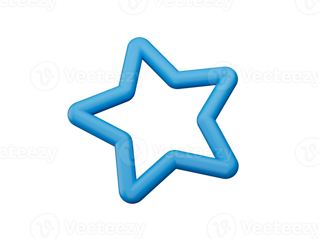 Blue star. 3D rendering. cute smooth star. minimal design png