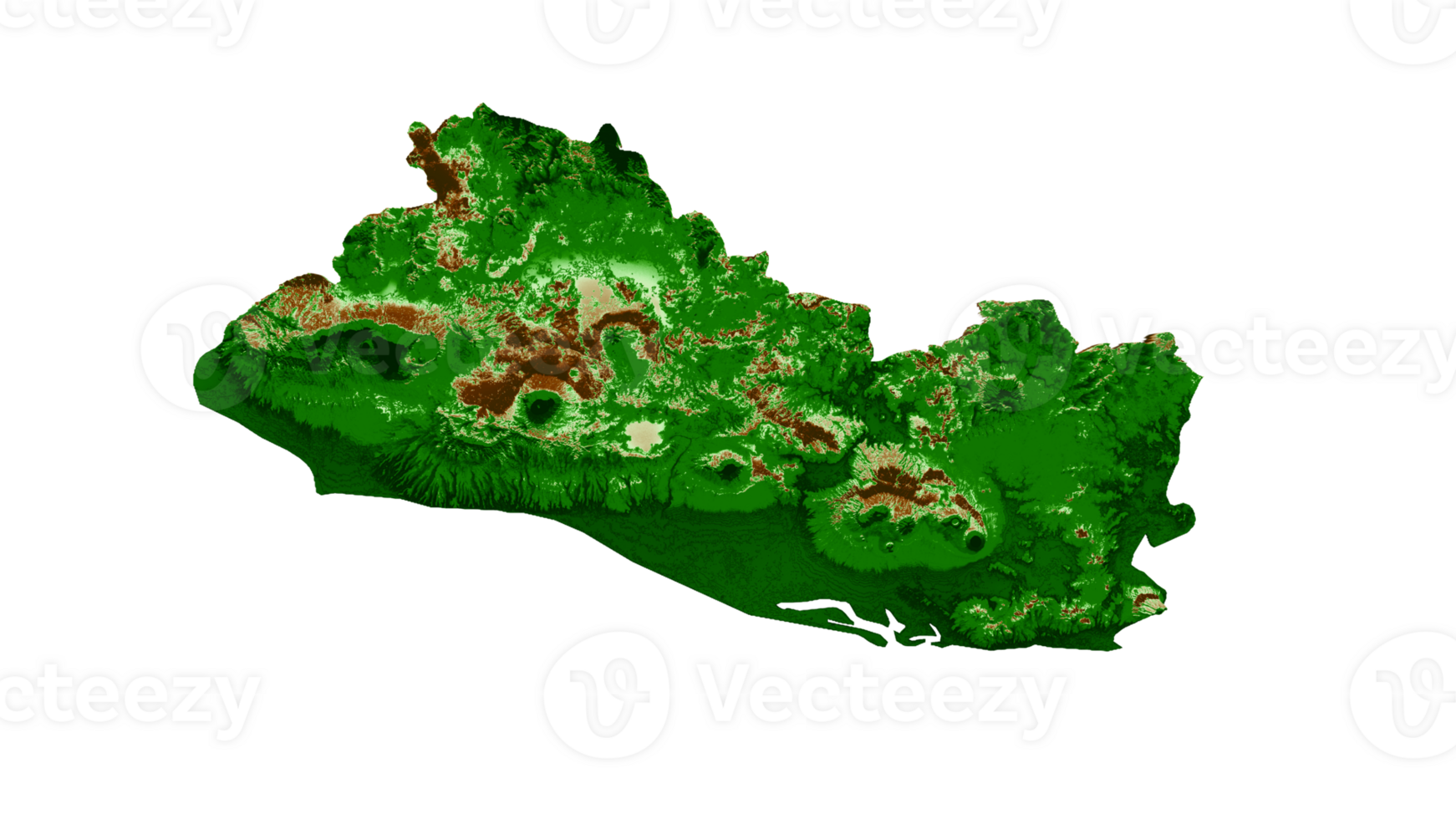 El Salvador Topographic Map 3d realistic map Color 3d illustration png