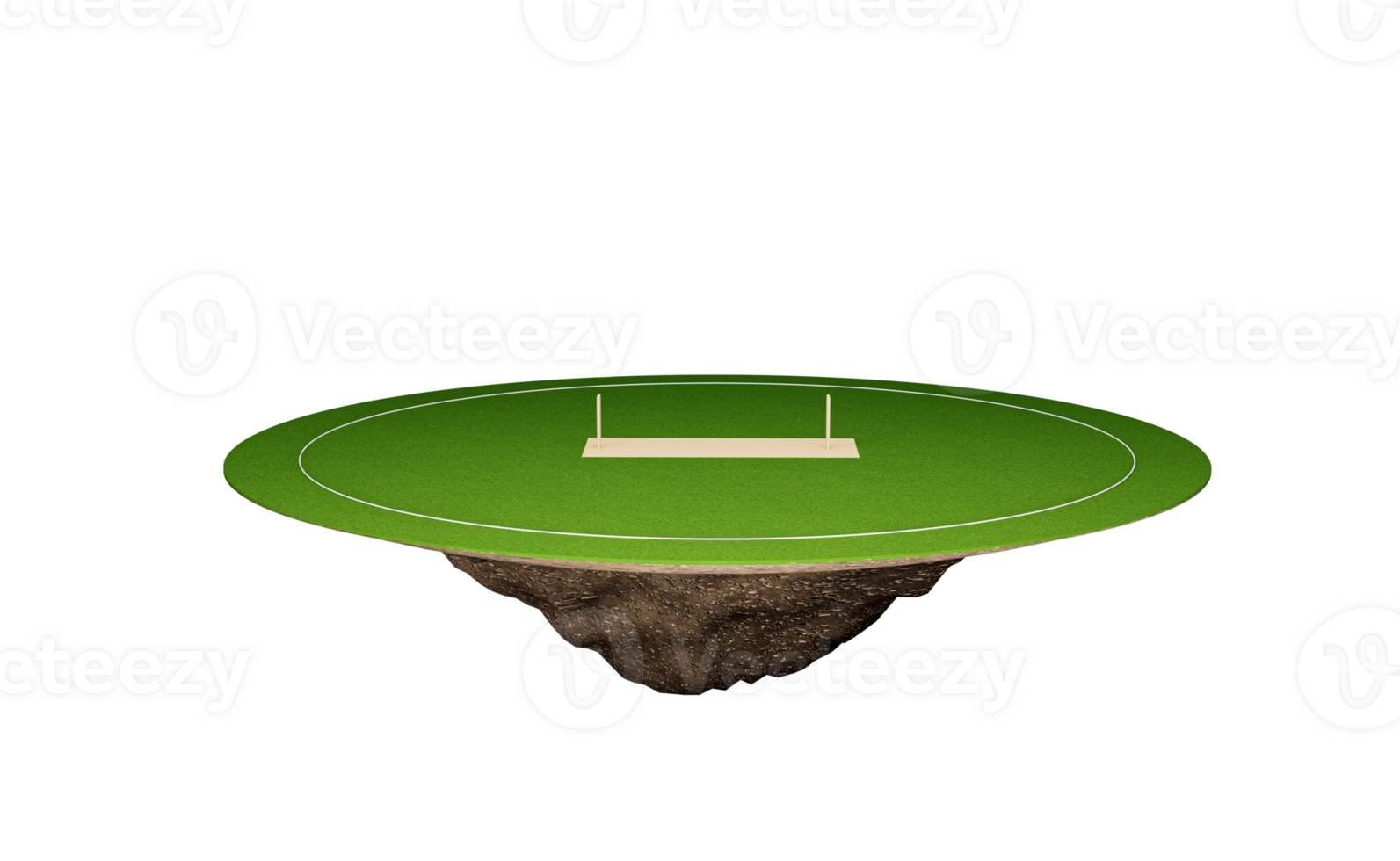 Cricket Stadium Front view sport game field, grass stadium or circle arena 3D Illustration png