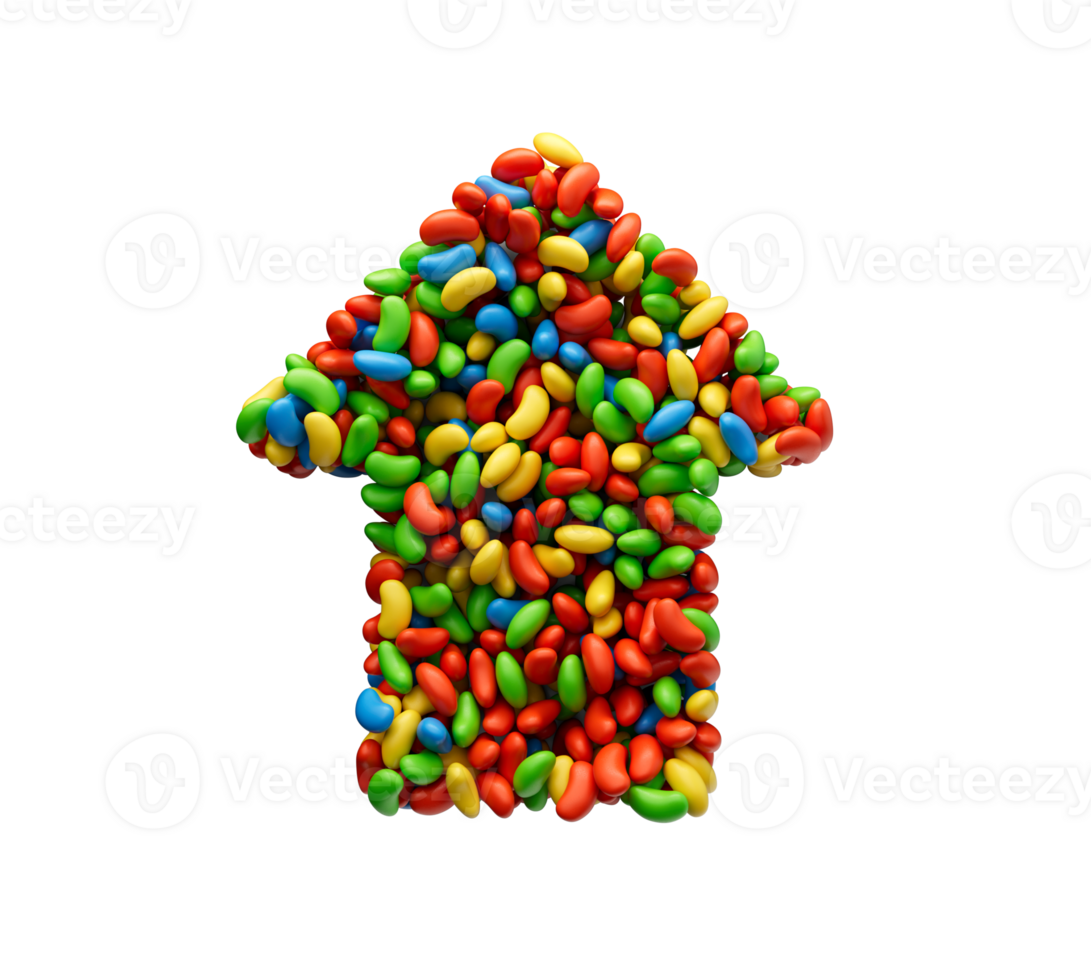 Rainbow jellybean making up Arrow 3d illustration png