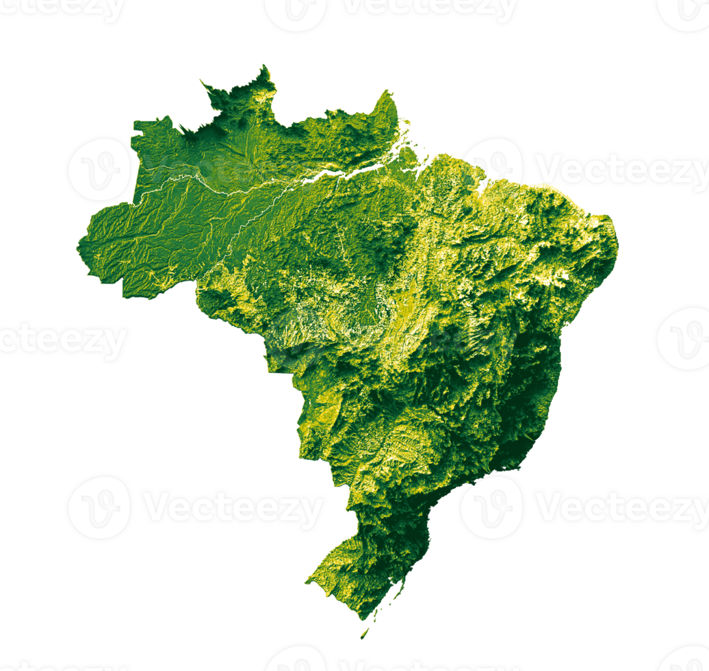 mapa do brasil com as cores da bandeira mapa de relevo sombreado vermelho e amarelo ilustração
