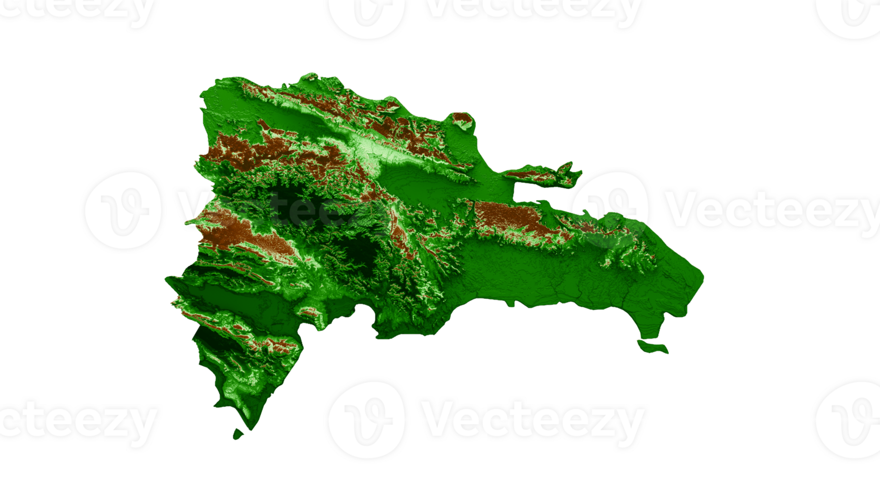 Dominican Republic Topographic Map 3d realistic map Color 3d illustration png