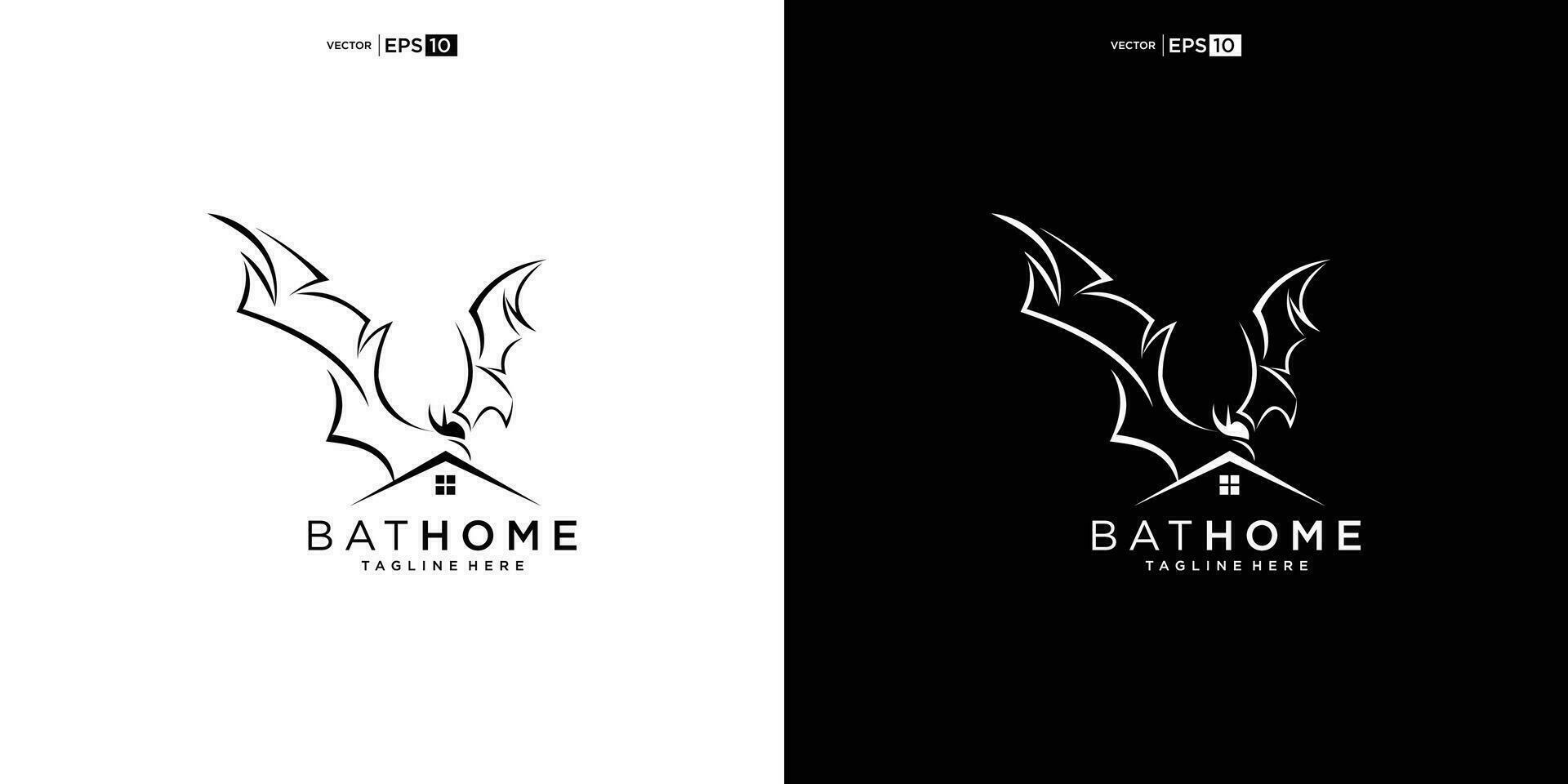 wild bat house logo design vector icon