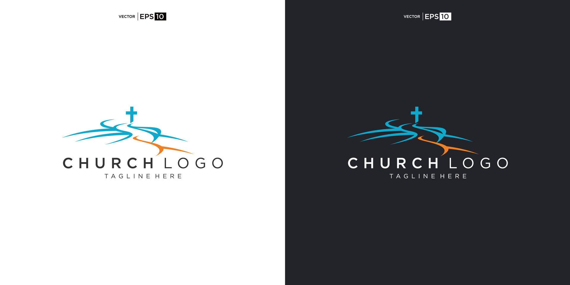 Church logo. Christian symbols. The Cross of Jesus, the fire of the ...