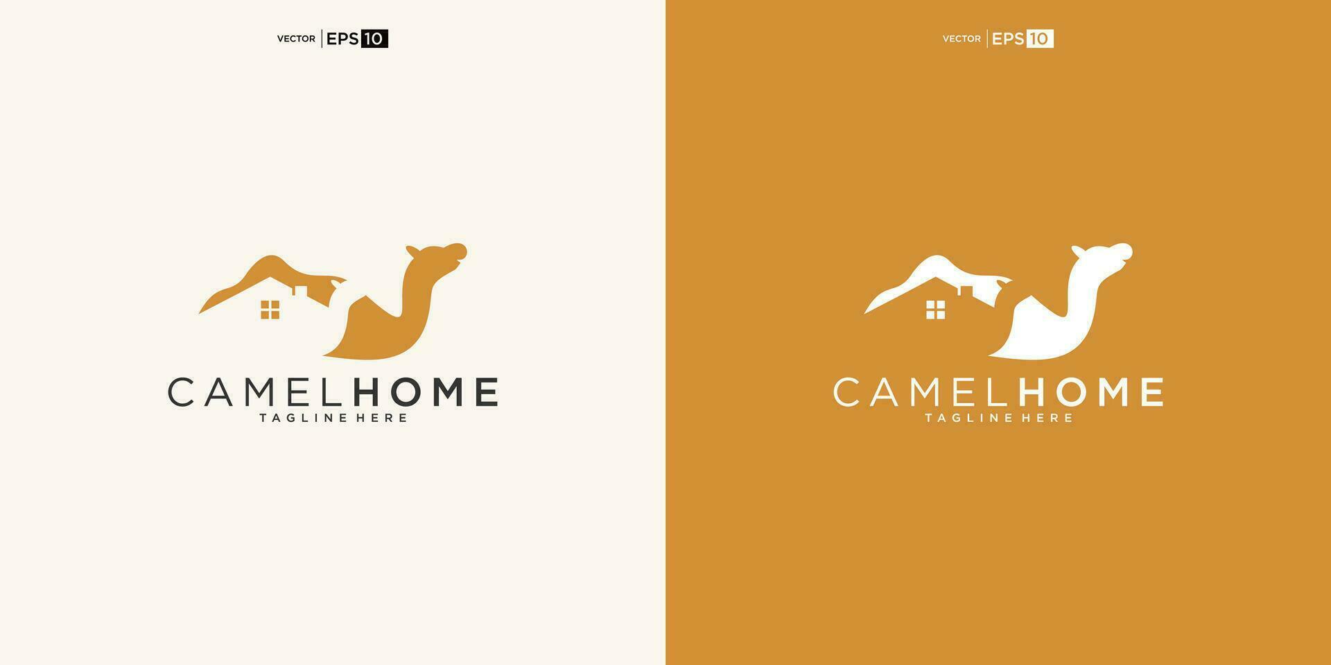 Desierto camello con casa para hogar real inmuebles residencial hipoteca Departamento edificio logo diseño vector