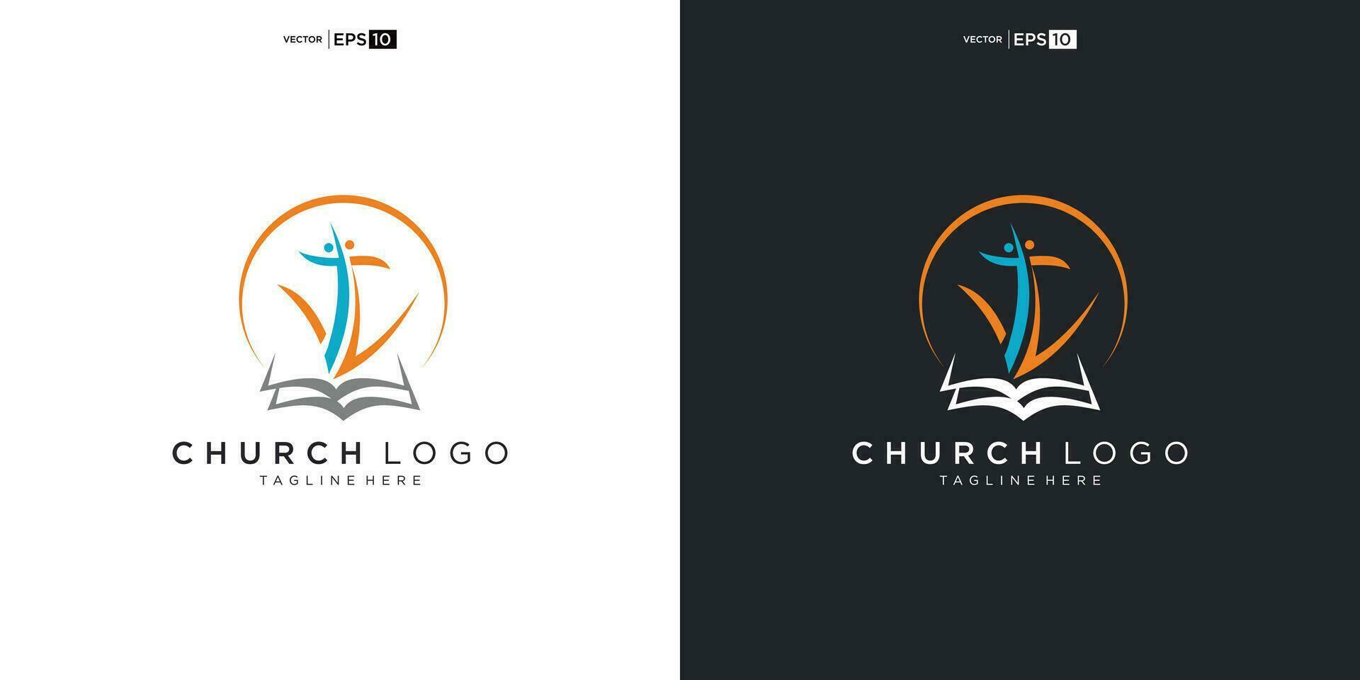 Church logo. Christian symbols. The Cross of Jesus, the fire of the Holy Spirit and the dove. vector