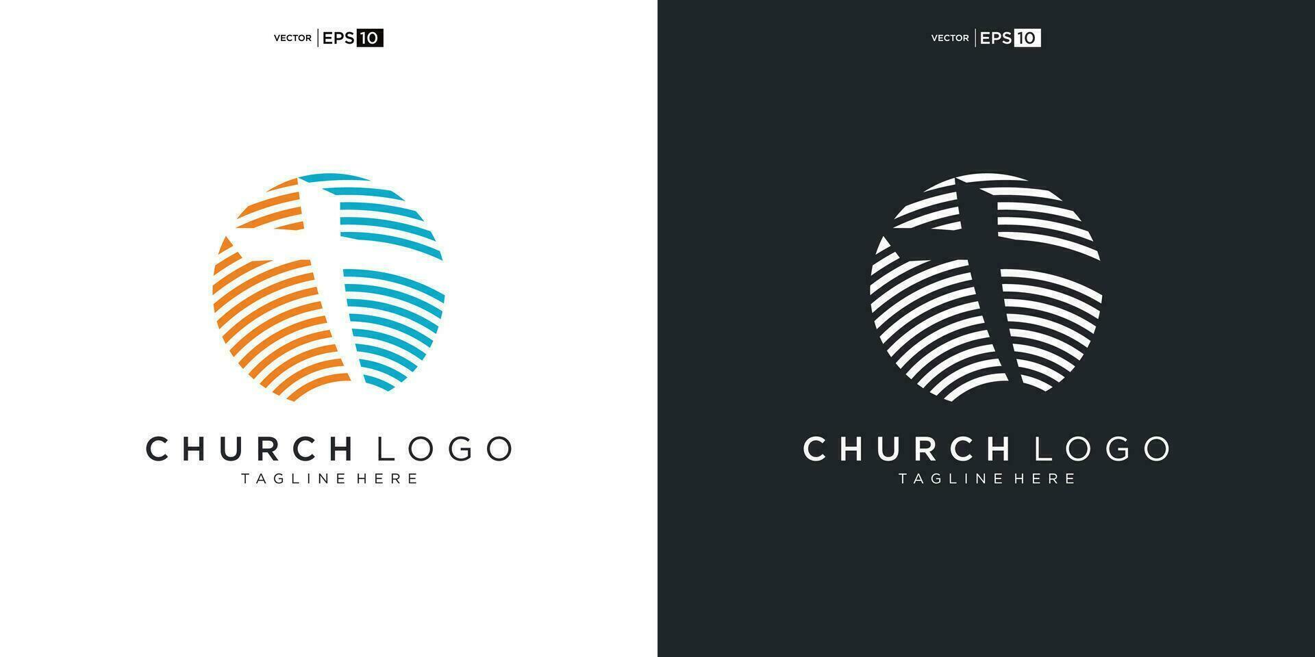 Church logo. Christian symbols. The Cross of Jesus, the fire of the Holy Spirit and the dove. vector