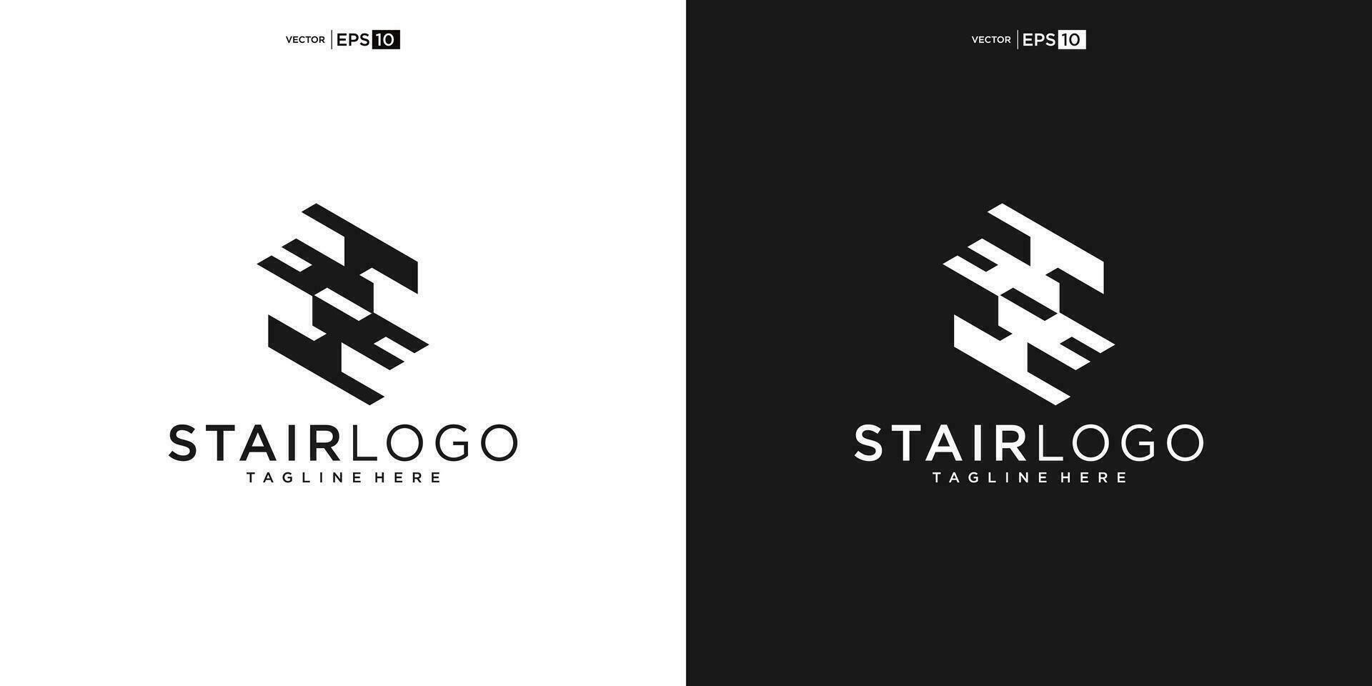 Stair Steps Tread Silhouette for Staircase Architecture Interior Building logo design vector