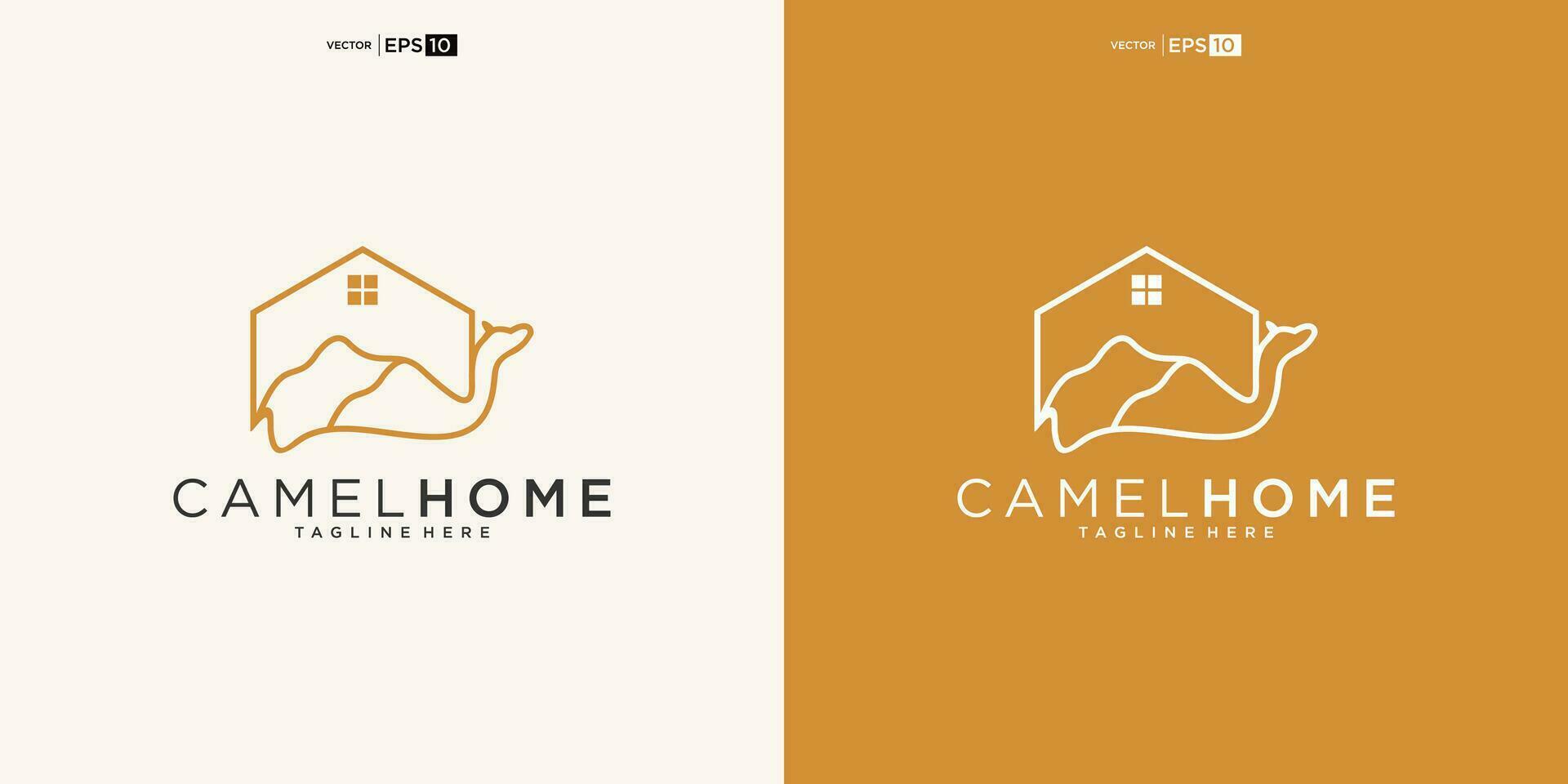 Desierto camello con casa para hogar real inmuebles residencial hipoteca Departamento edificio logo diseño vector