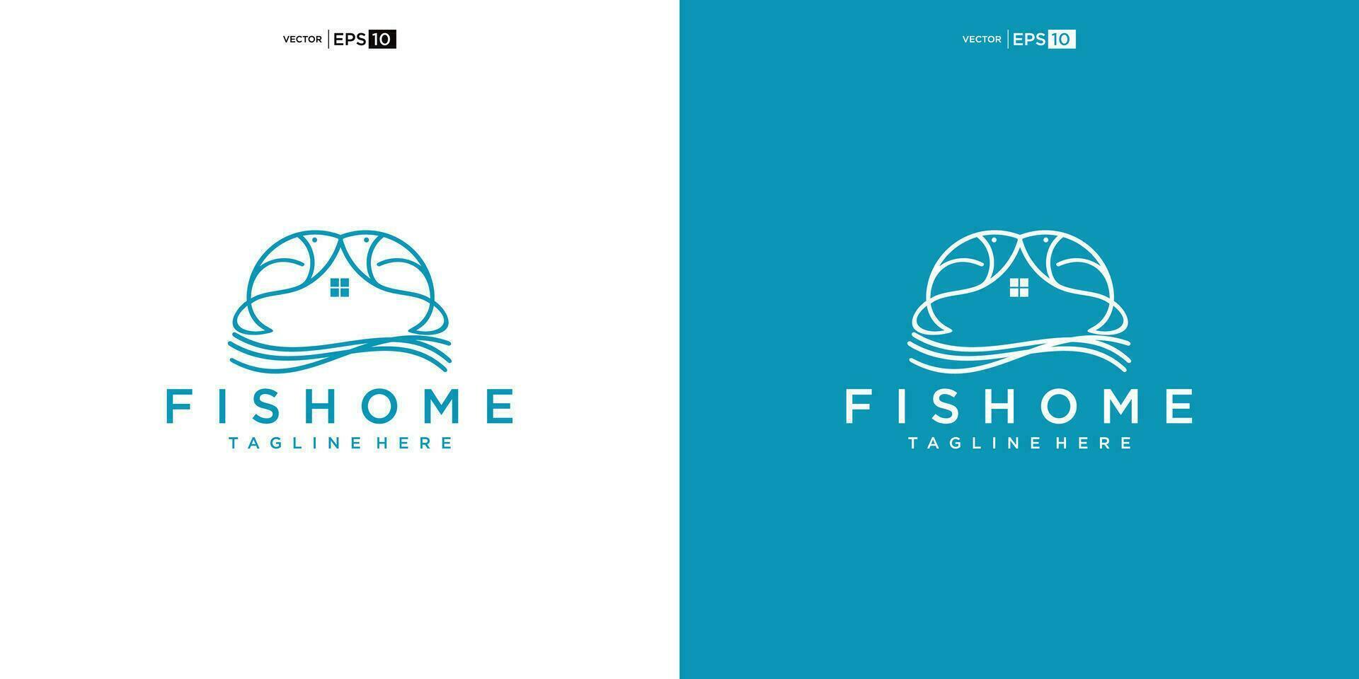 pescado con casa para hogar real inmuebles residencial hipoteca Departamento edificio logo diseño vector