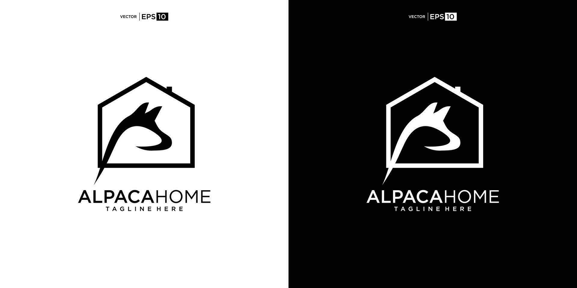 alpaca casa logo diseño ilustración vector