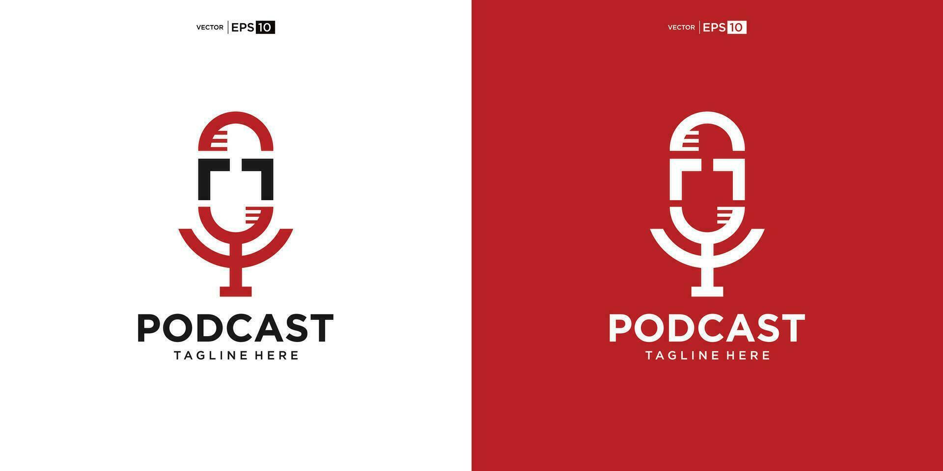Podcast or Radio Logo design using Microphone vector