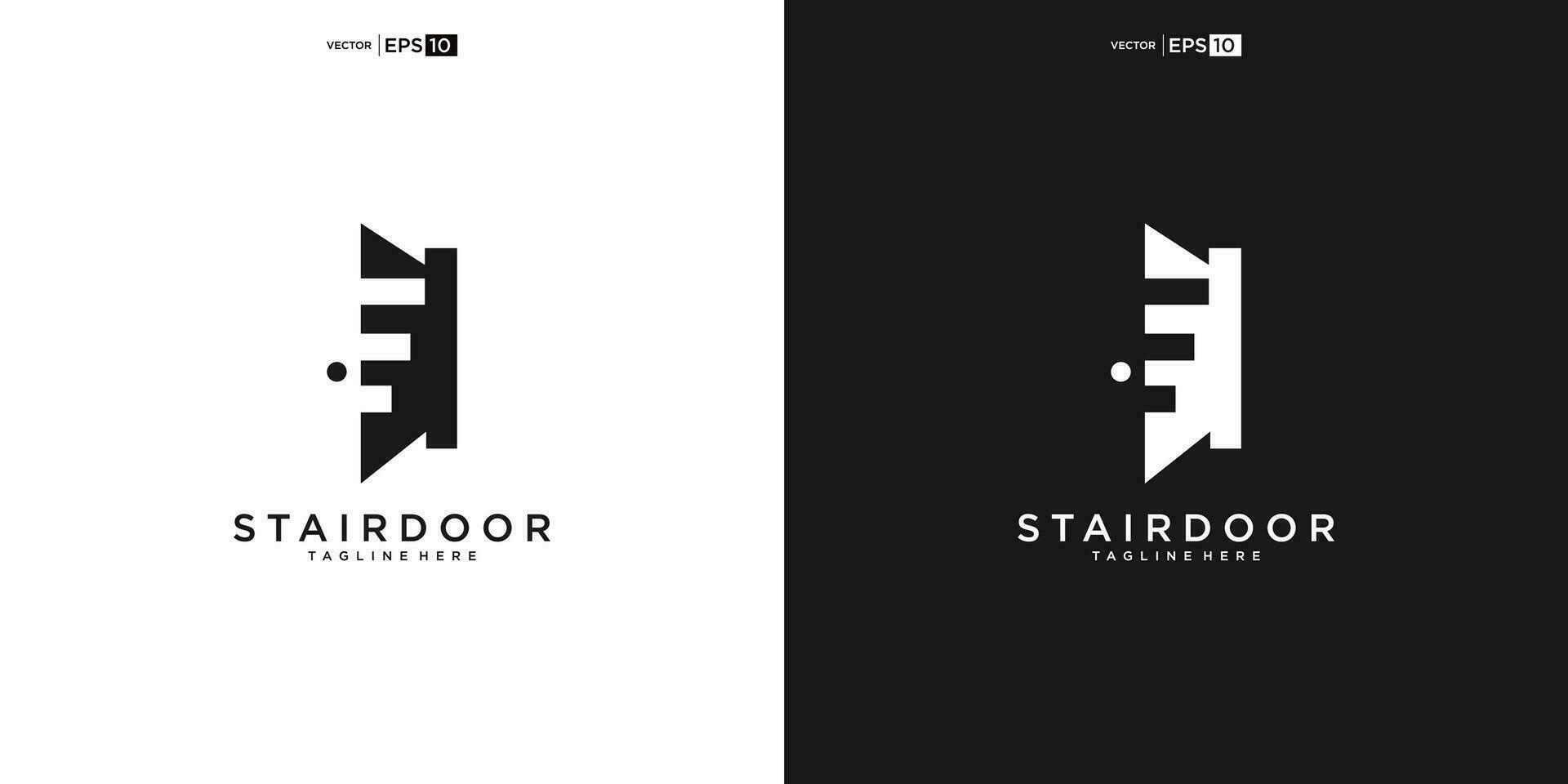 Stair Steps Tread Silhouette for Staircase Architecture Interior Building logo design vector