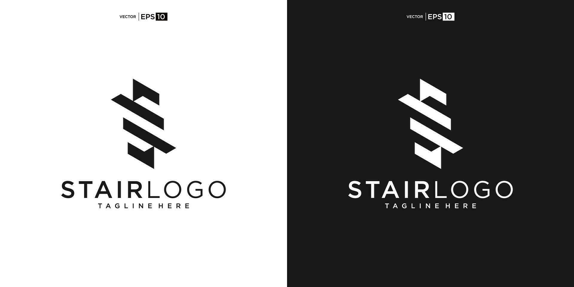 Stair Steps Tread Silhouette for Staircase Architecture Interior Building logo design vector