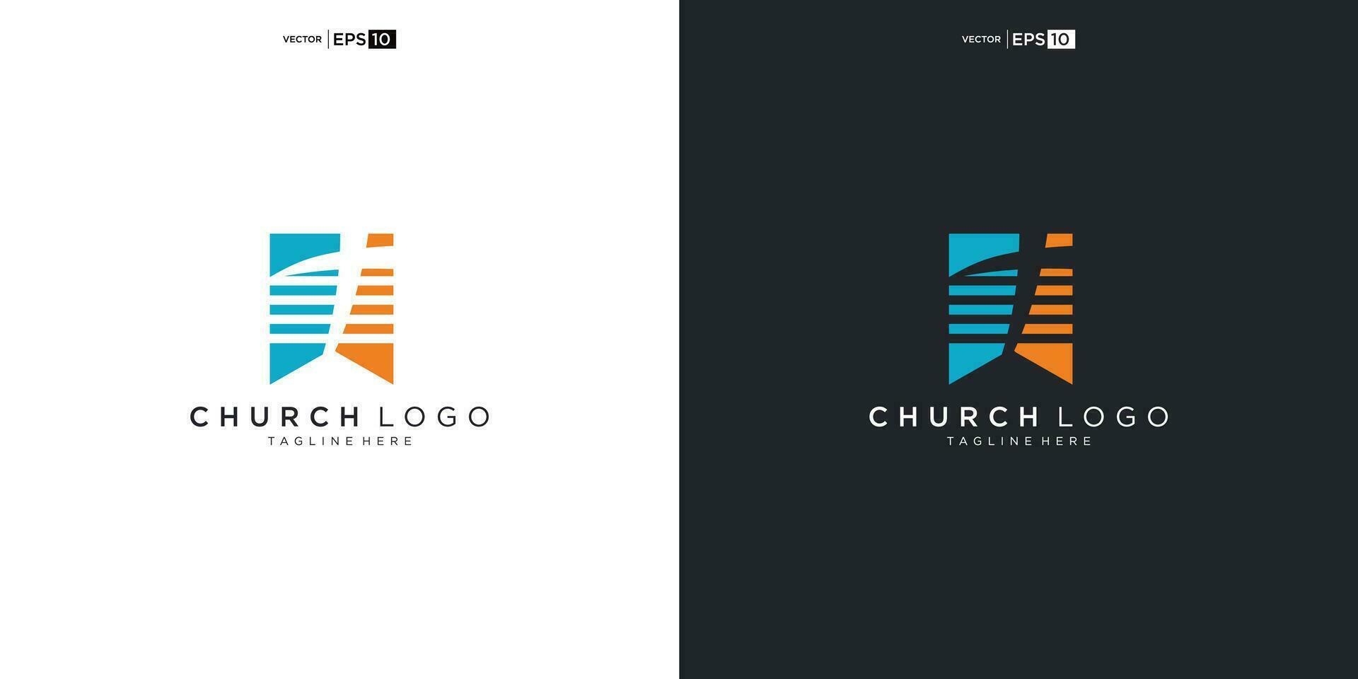 logotipo de la iglesia. simbolos cristianos la cruz de jesus, el fuego del espiritu santo y la paloma. vector