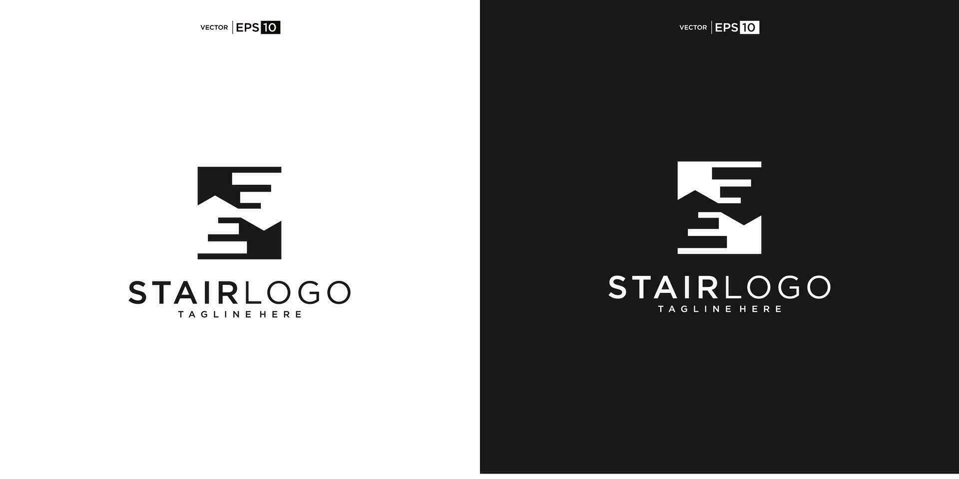Stair Steps Tread Silhouette for Staircase Architecture Interior Building logo design vector