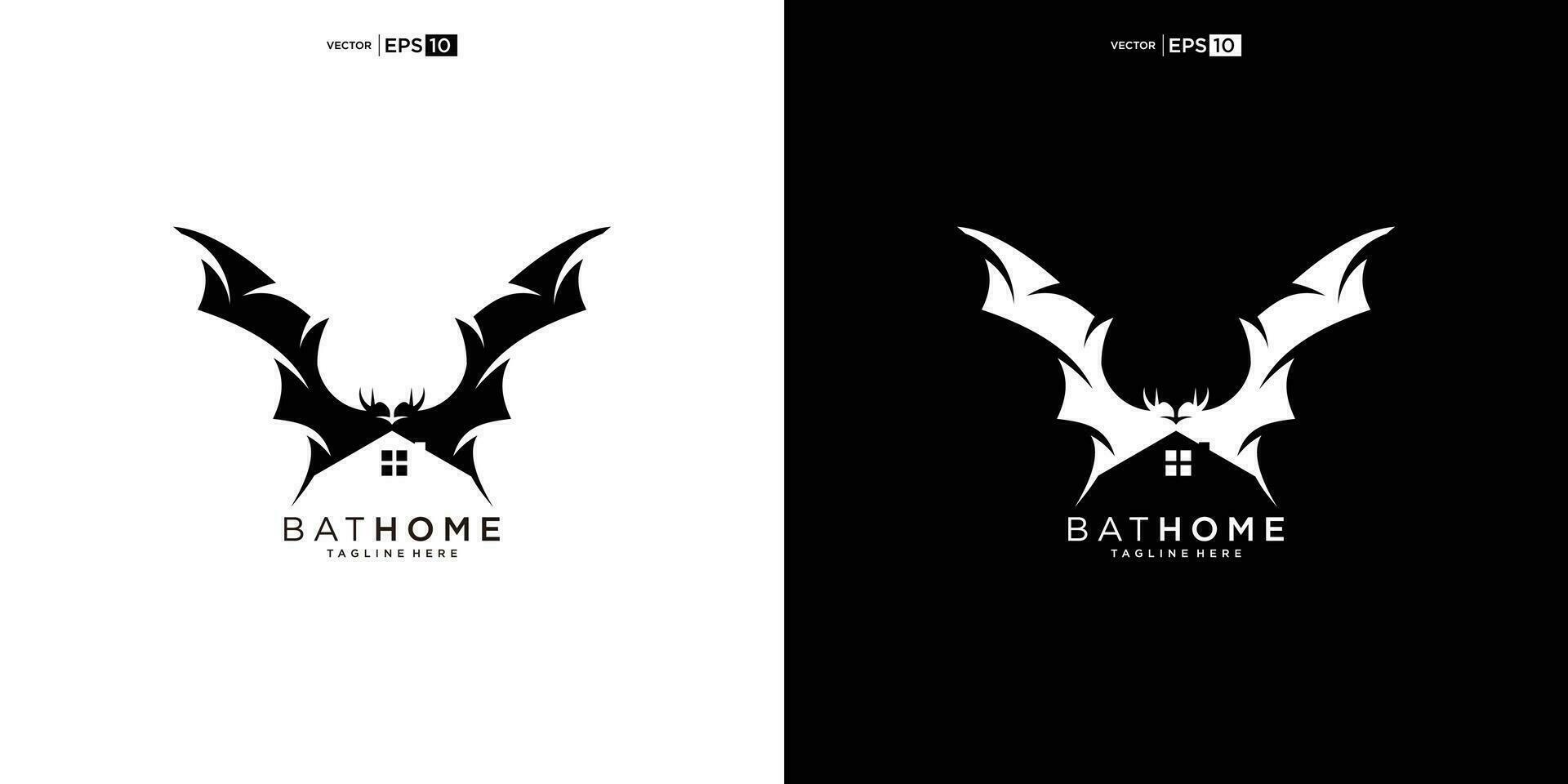 wild bat house logo design vector icon