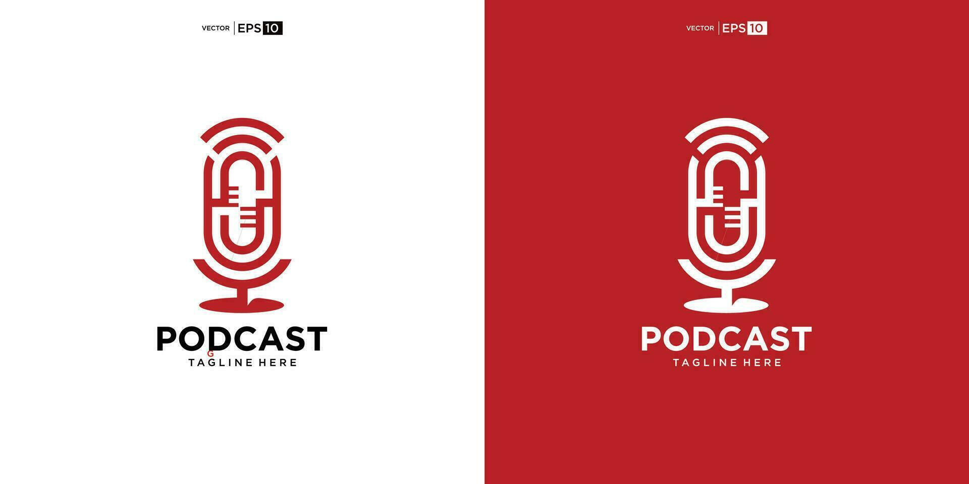 podcast micrófono logo vector diseño modelo