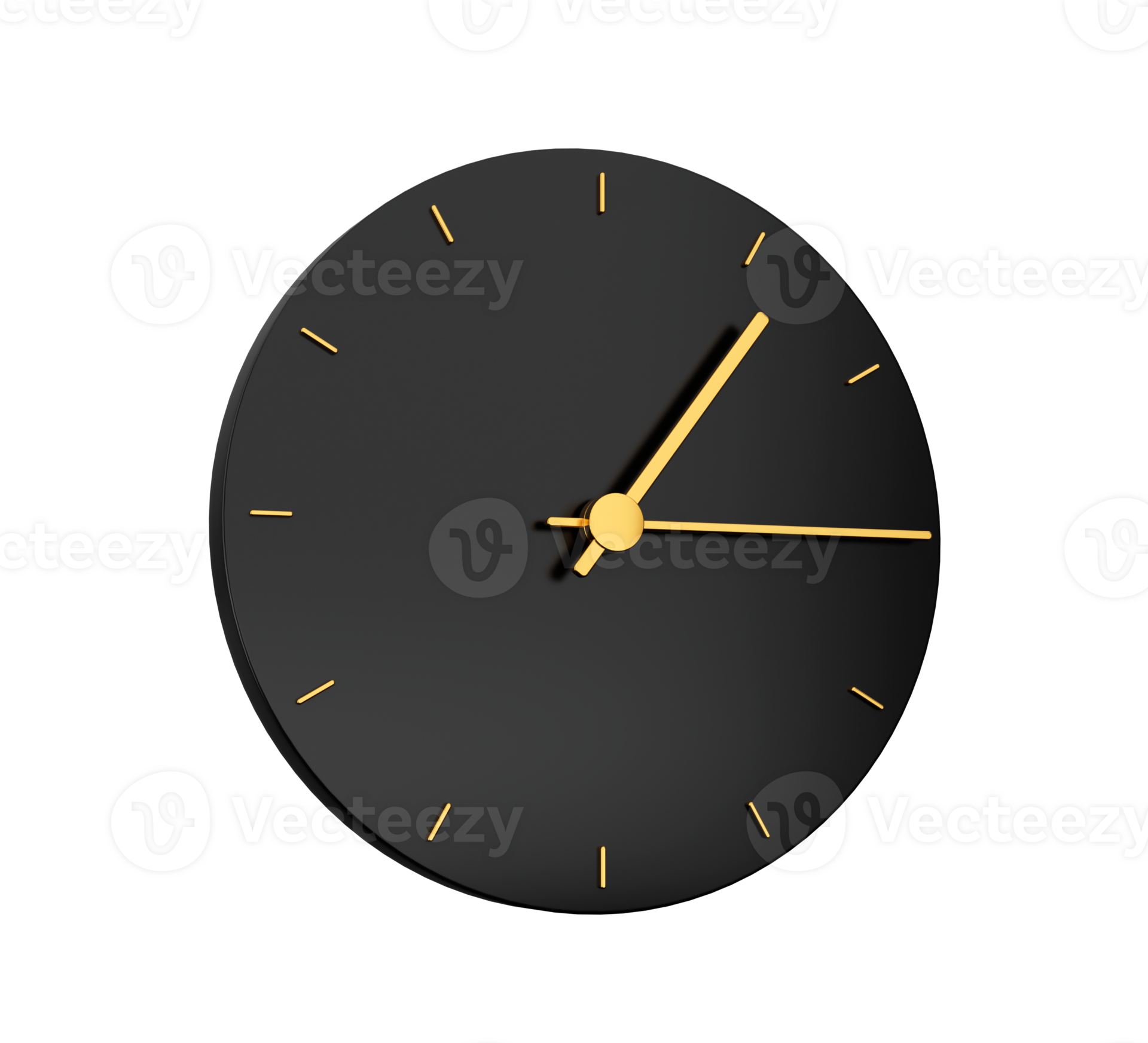 Premium Gold Clock icon isolated quarter past one o clock on black icon