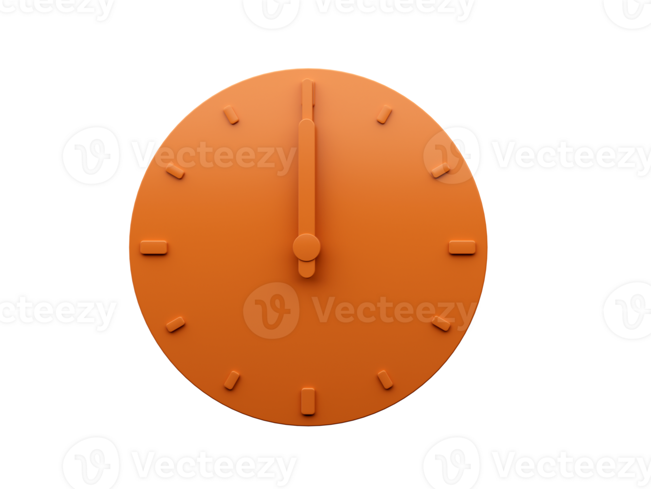 Minimal Orange clock Twelve 12 o'clock abstract Minimalist wall clock