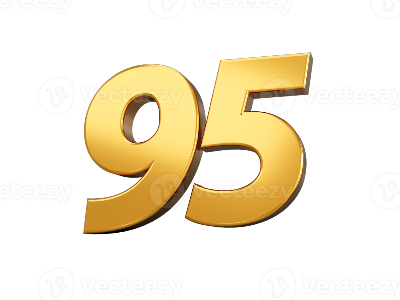 Gold number 95 Ninety five . shiny 3d number made of gold 3d illustration png