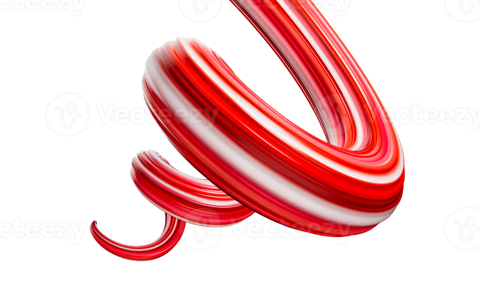 3d Red paint watercolor or acrylic brush stroke ribbon spiral 3d illustration png