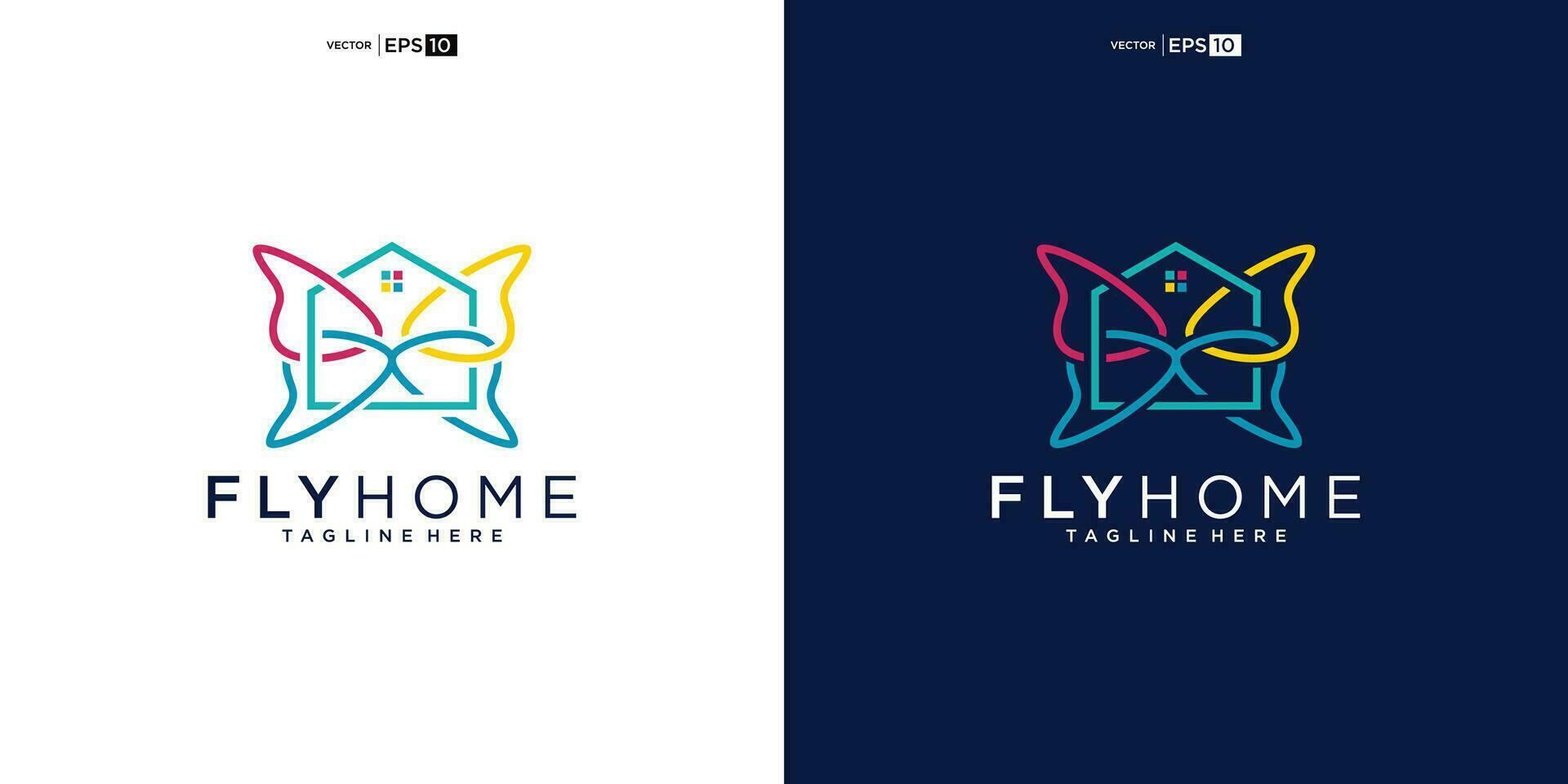 Butterfly with House for Home Real Estate Residential Mortgage Apartment Building Logo Design vector