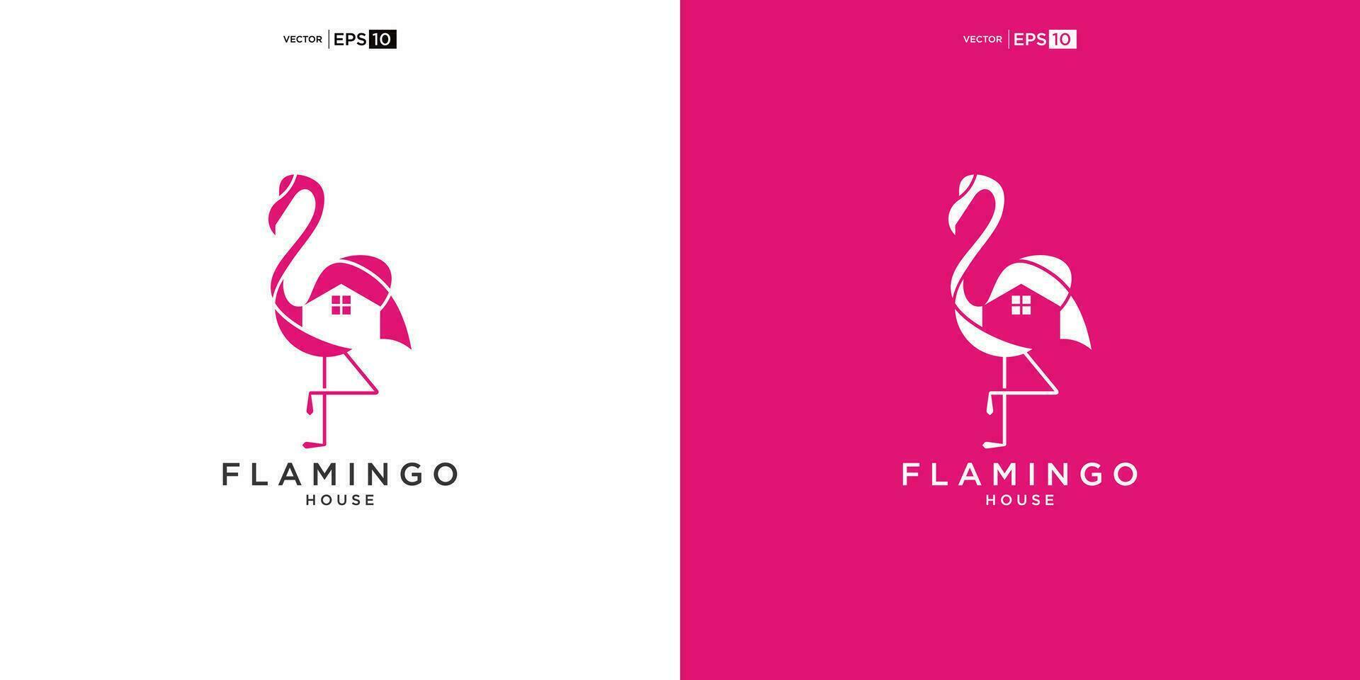 flamingo with House for Home Real Estate Residential Mortgage Apartment Building Logo Design vector