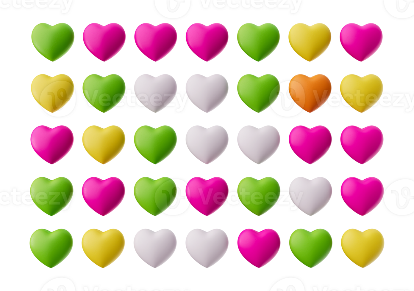 Heart Shape Sugar Candies, 3d Heart Shape Multicolor Candies, 3d illustration png