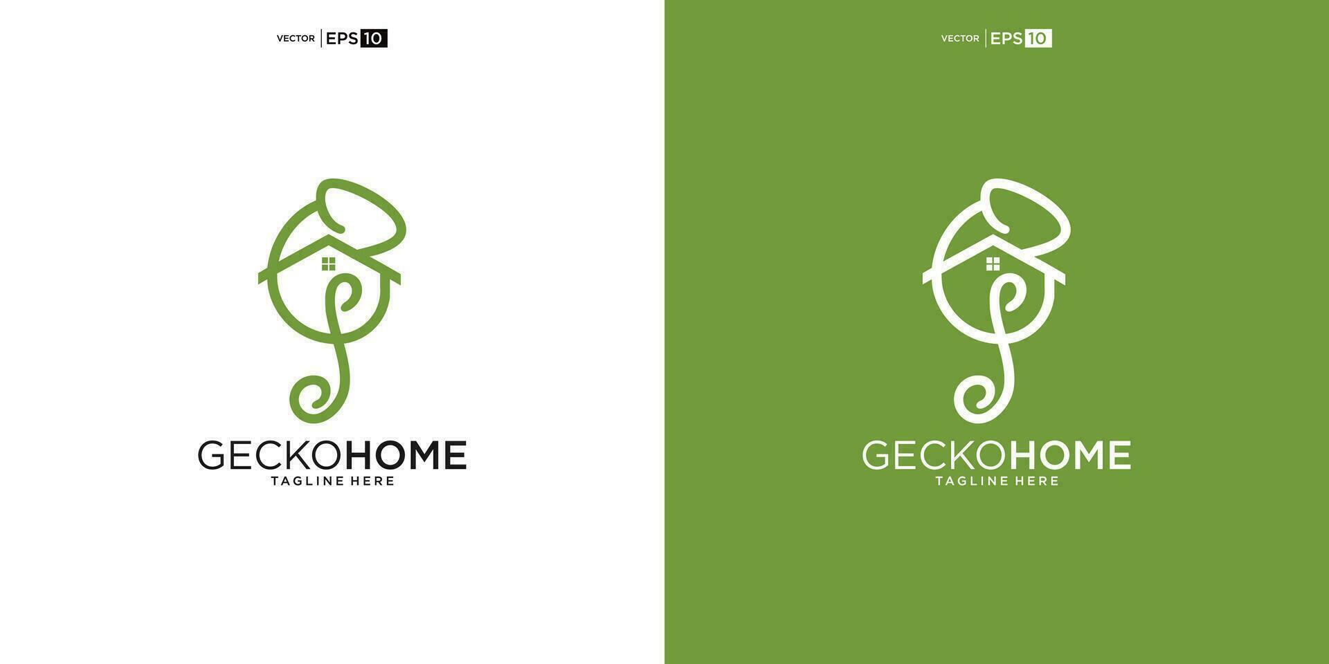 creativo geco y casa logo vector concepto elemento