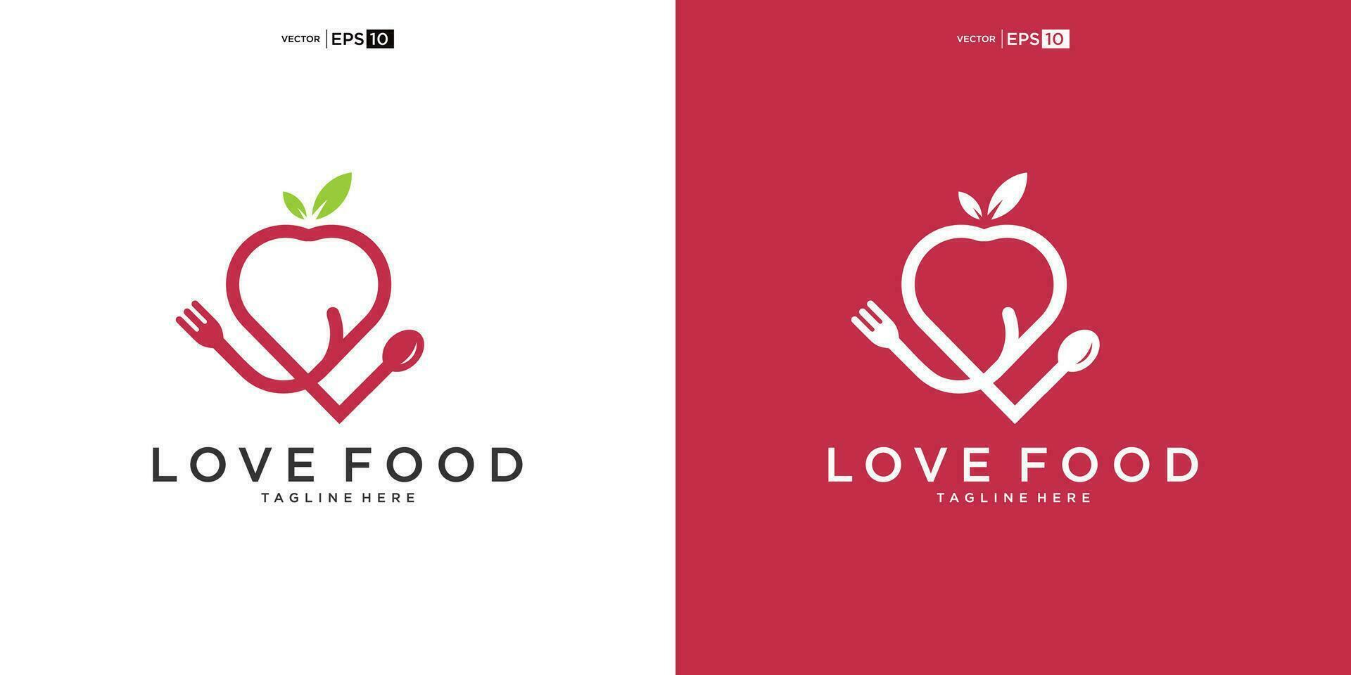 amor comida logo diseño modelo vector