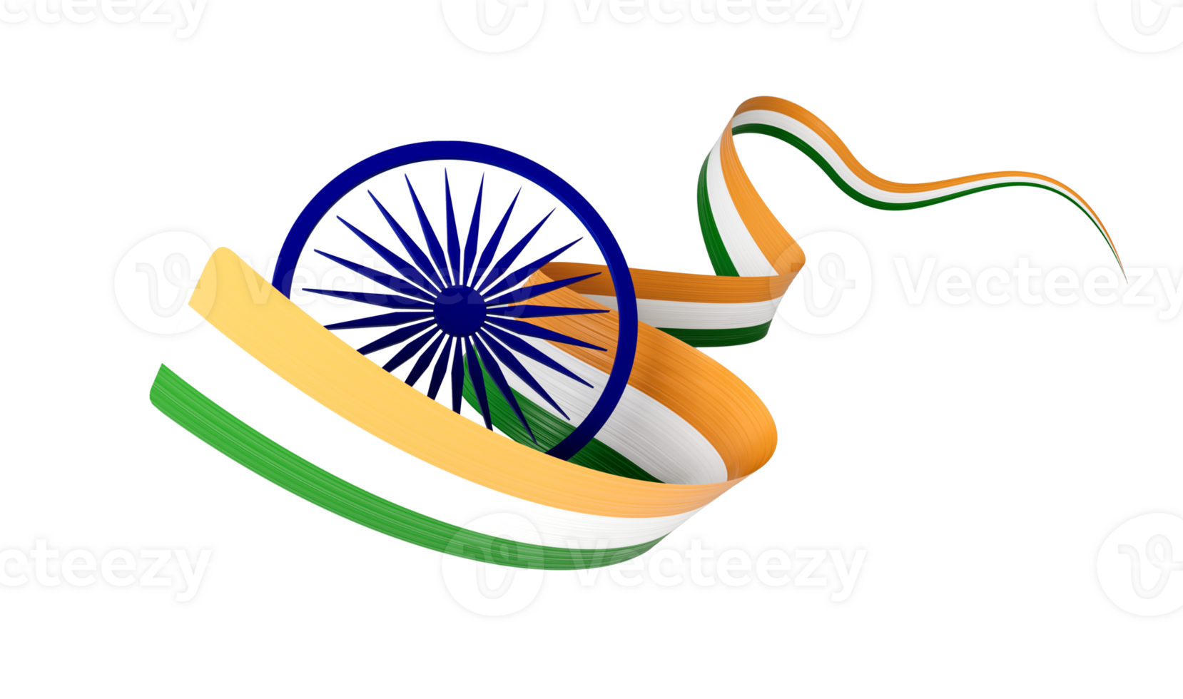 3d flagga av Indien, 3d vågig skinande indisk band flagga, 3d illustration png