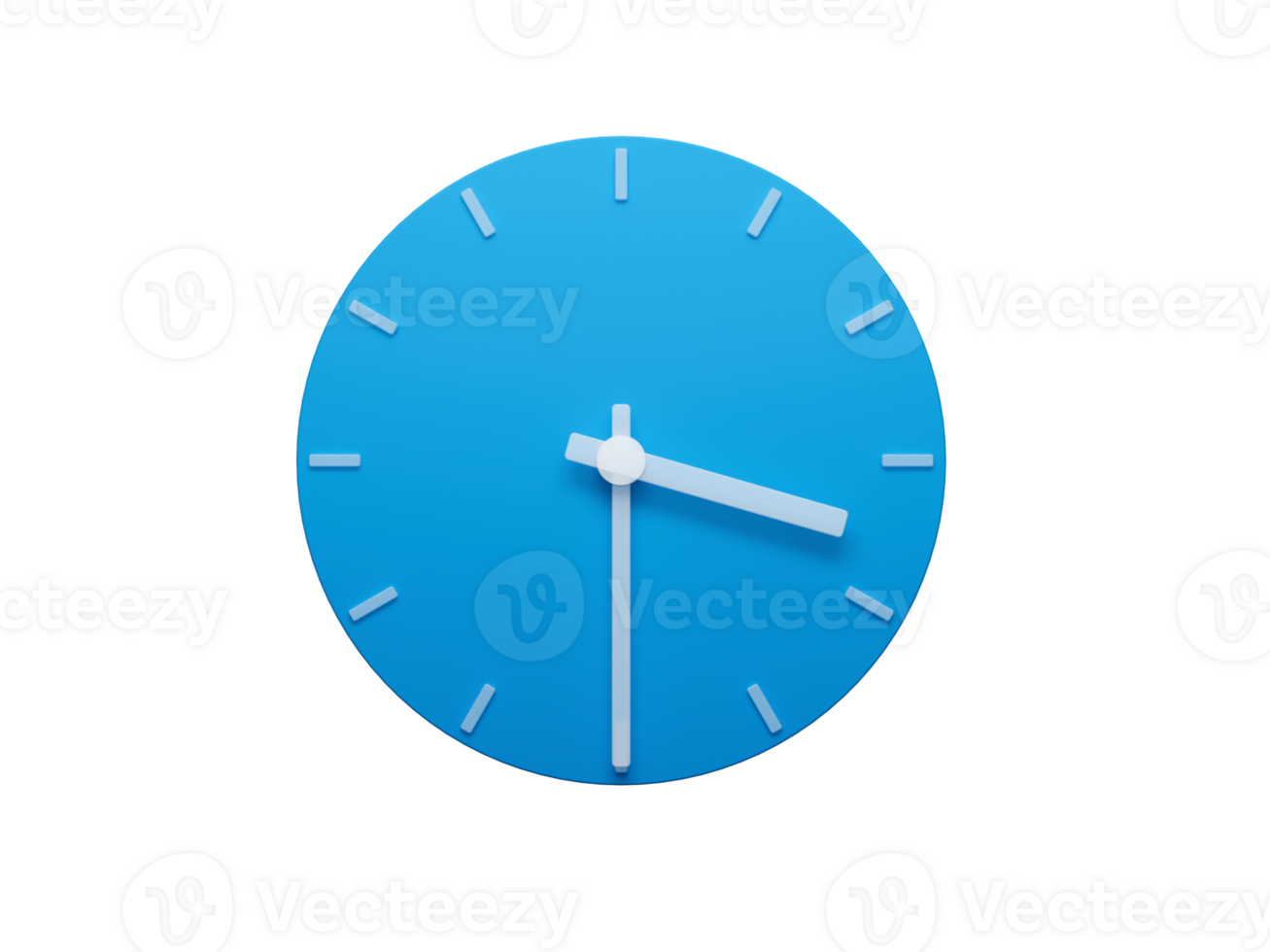 Minimal Clock time Half Past 3 o'clock or Three Thirty 3d illustration