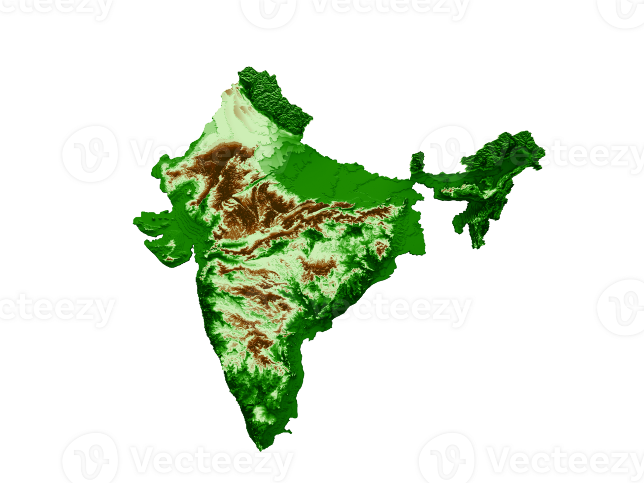 India Topographic Map 3d realistic map Color 3d illustration png