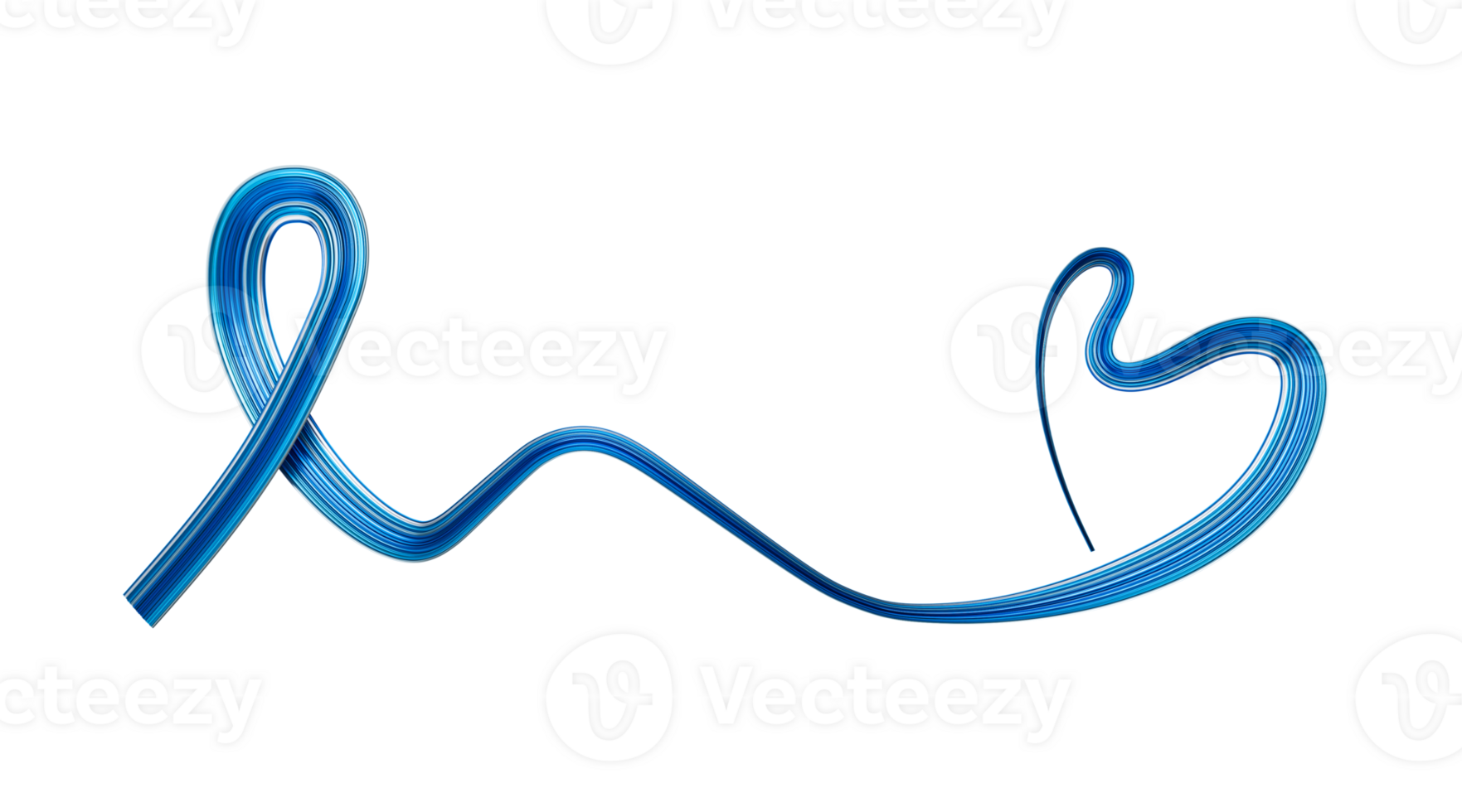 cinta azul de noviembre en forma de corazón 3d hecha con cinta de trazo de pincel ilustración 3d png