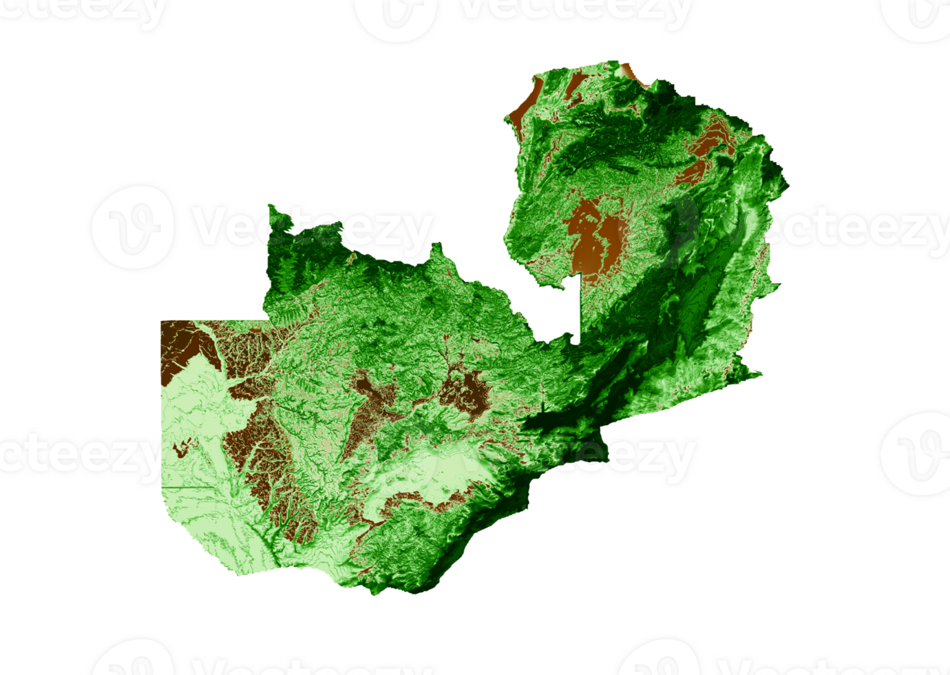 Zambia Topographic Map 3d realistic map Color 3d illustration png