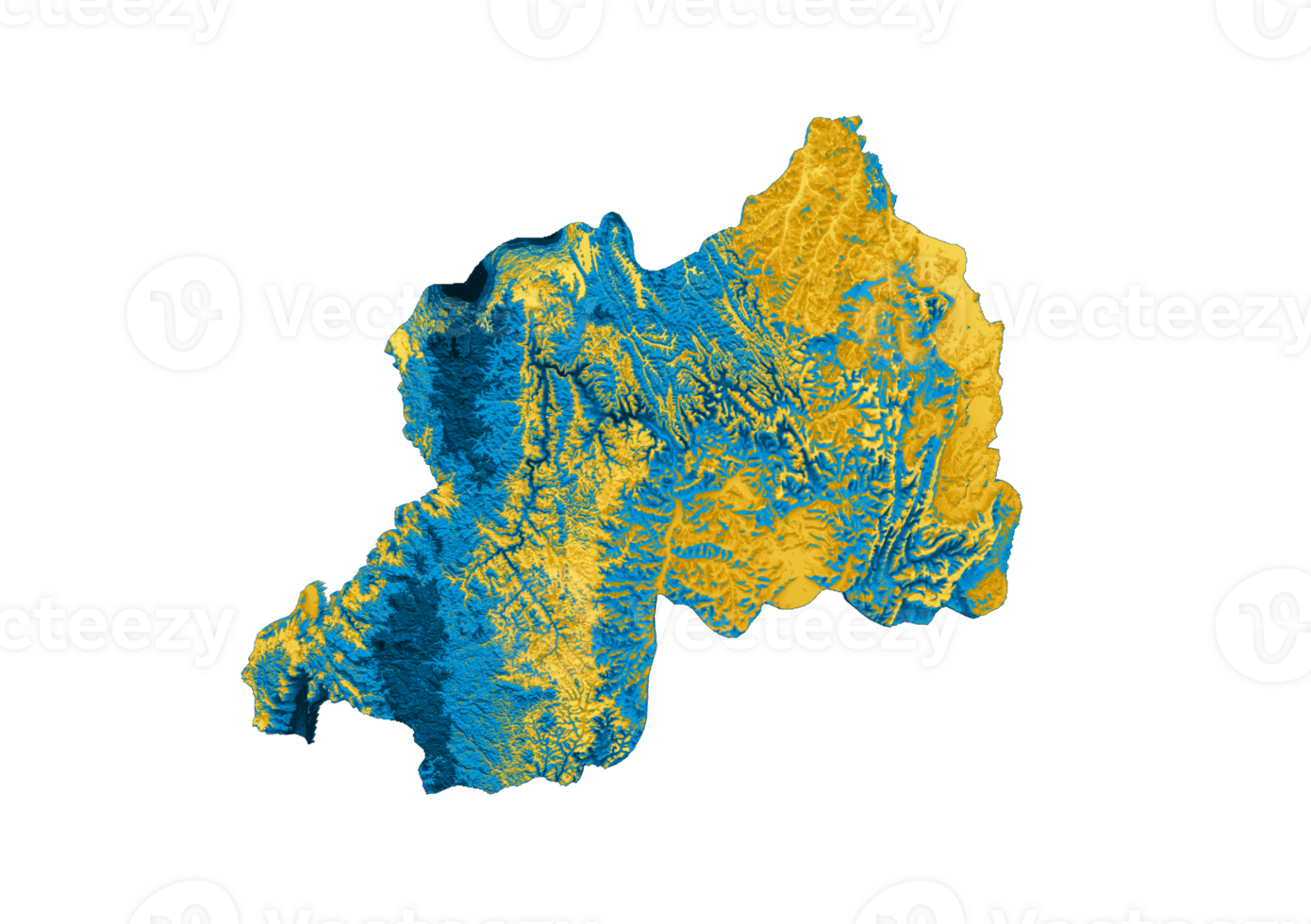 Ruanda mapa con el bandera colores sombreado alivio mapa 3d ilustración png