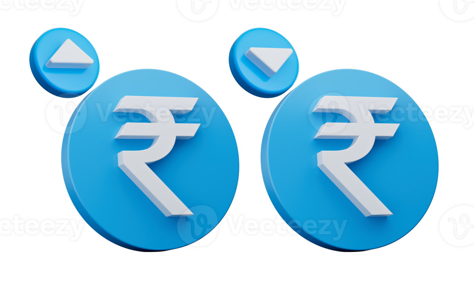 3d Simple Blue Indian Rupee Coin, Increase Decrease Icon ,3d Illustration png