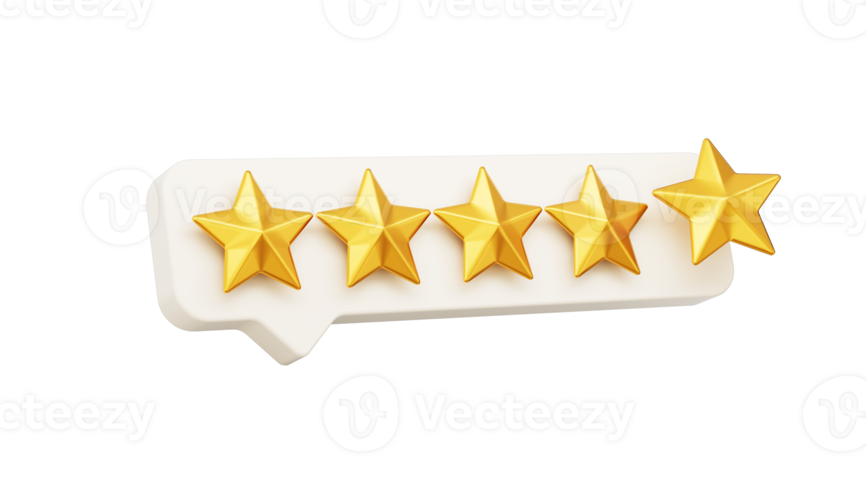 3d Five Golden Shiny Rating Stars Symbol With 3d White Chat Icon 3d illustration png