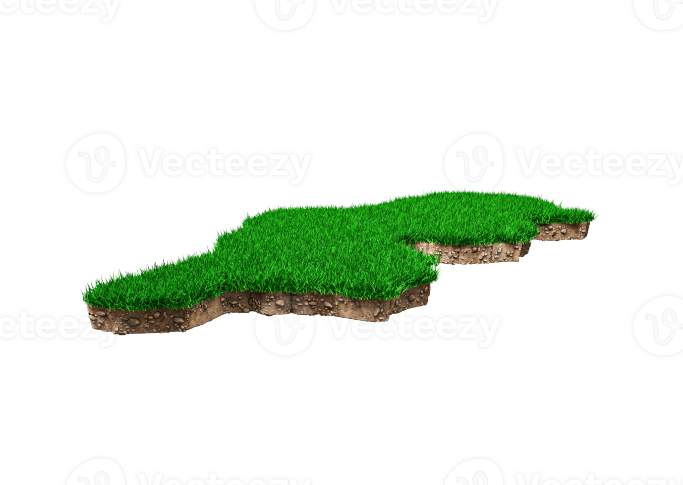 Tunisia map soil land geology cross section with green grass and Rock ground texture 3d illustration png