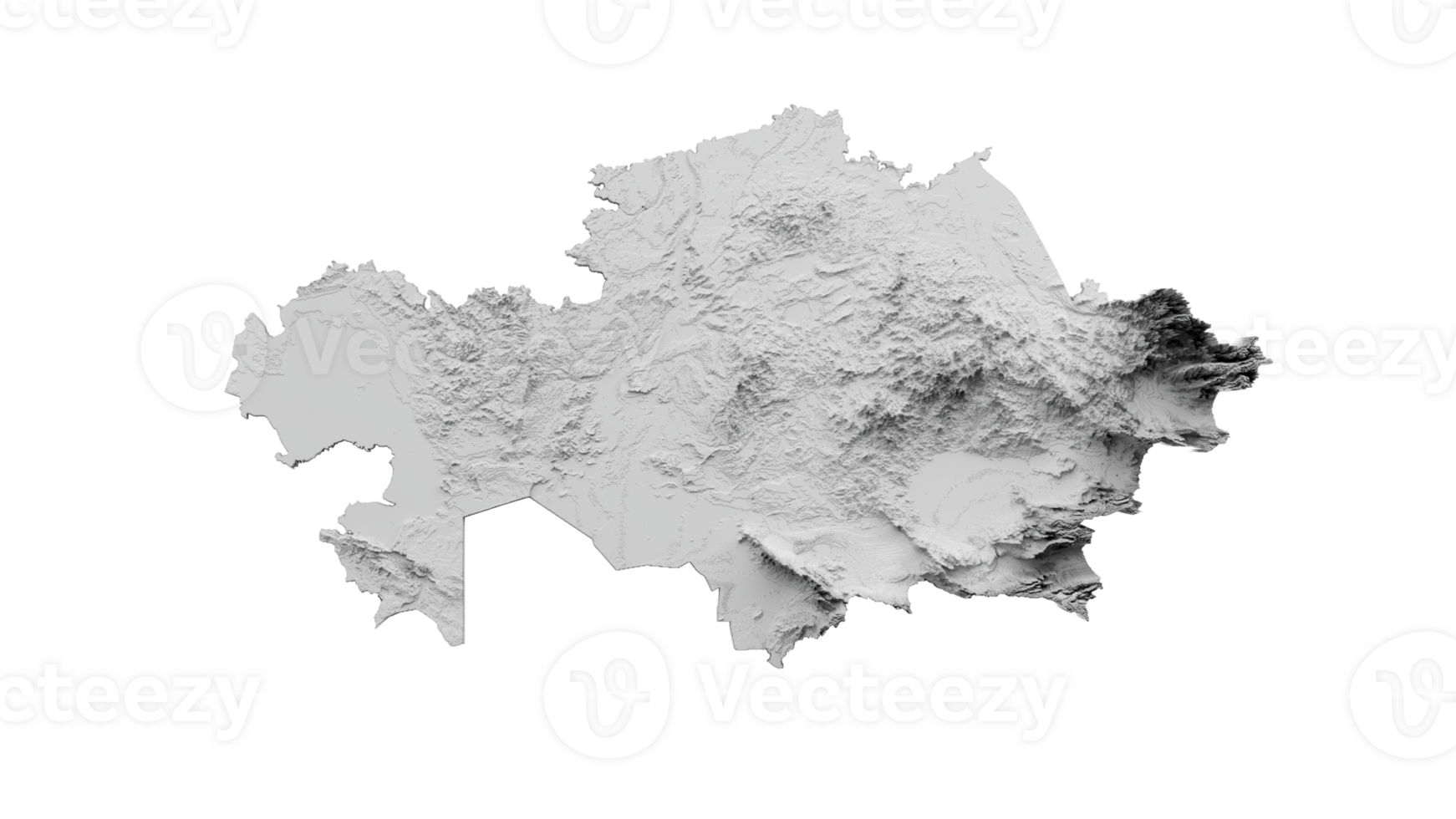 Kazakhstan Relief map with flag 3d illustration png