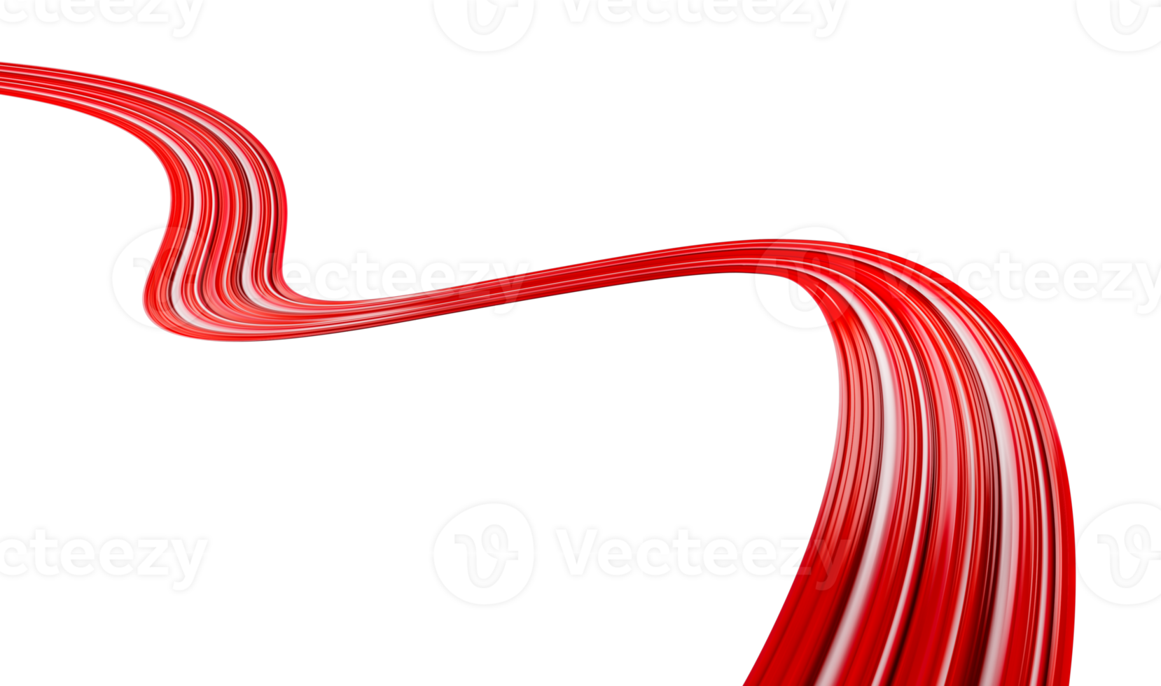 Abstract design. Red color twisted brush stroke, smear wave, splash curl of red paint 3d illustration png
