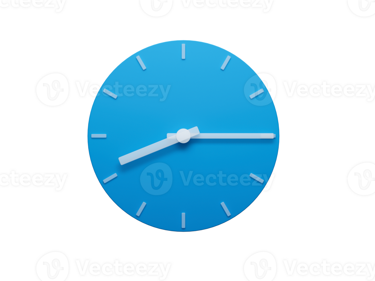 Minimal Clock time Quarter Past Eight o'clock or Eight Fifteen 3d illustration png