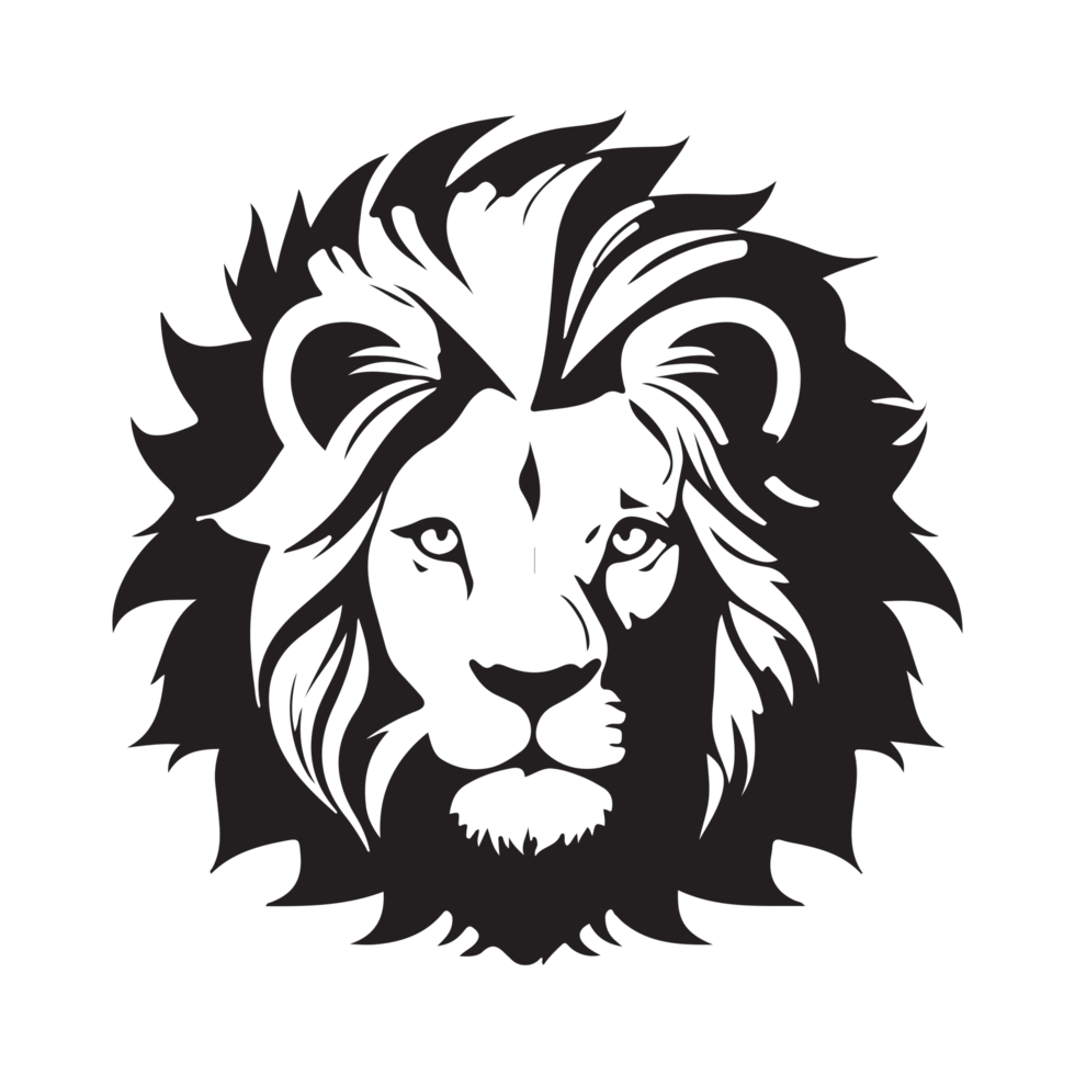 leeuw hoofd, silhouetten leeuw hoofd, transparant PNG achtergrond