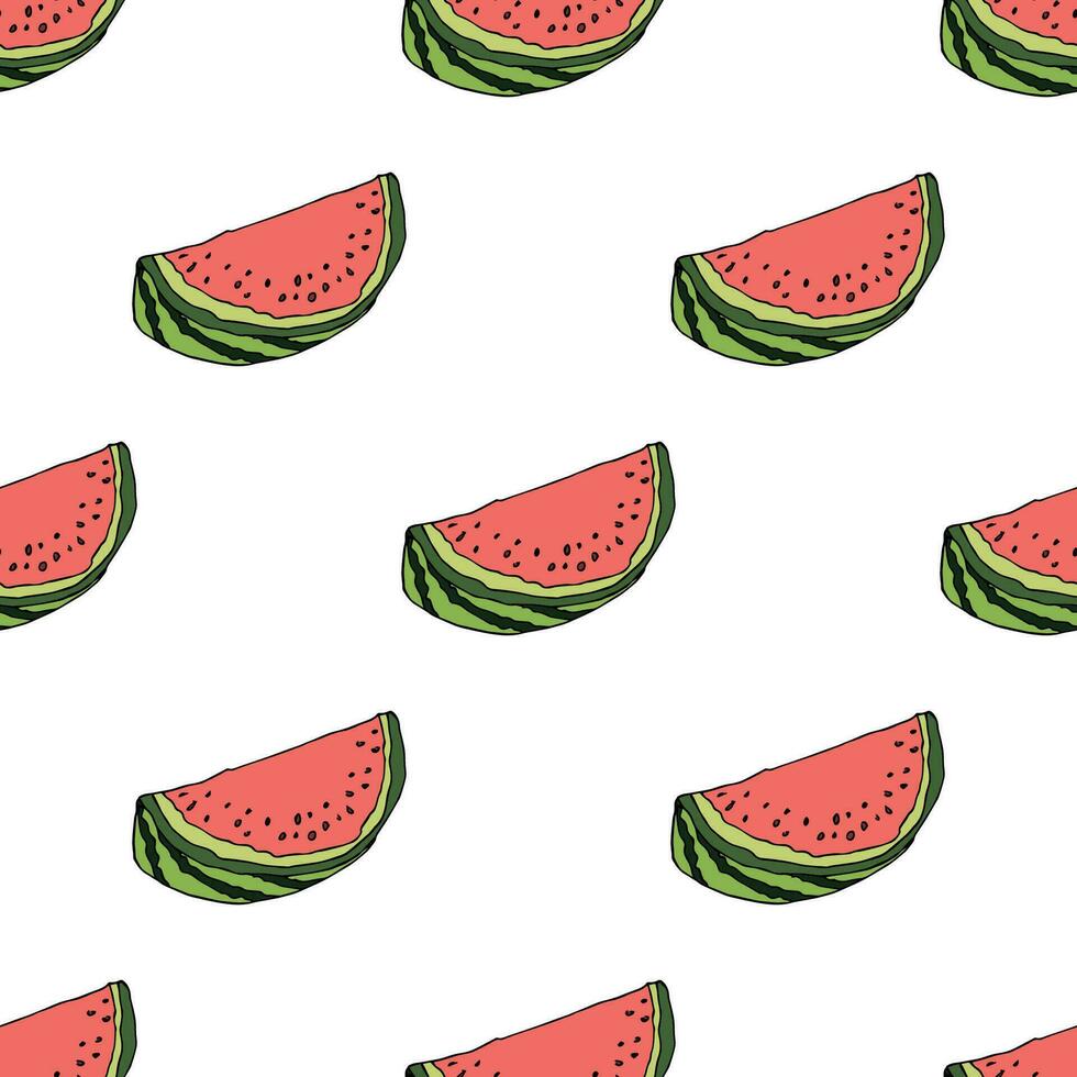 Seamless pattern with watermelon doodle for decorative print, wrapping paper, greeting cards, wallpaper and fabric vector