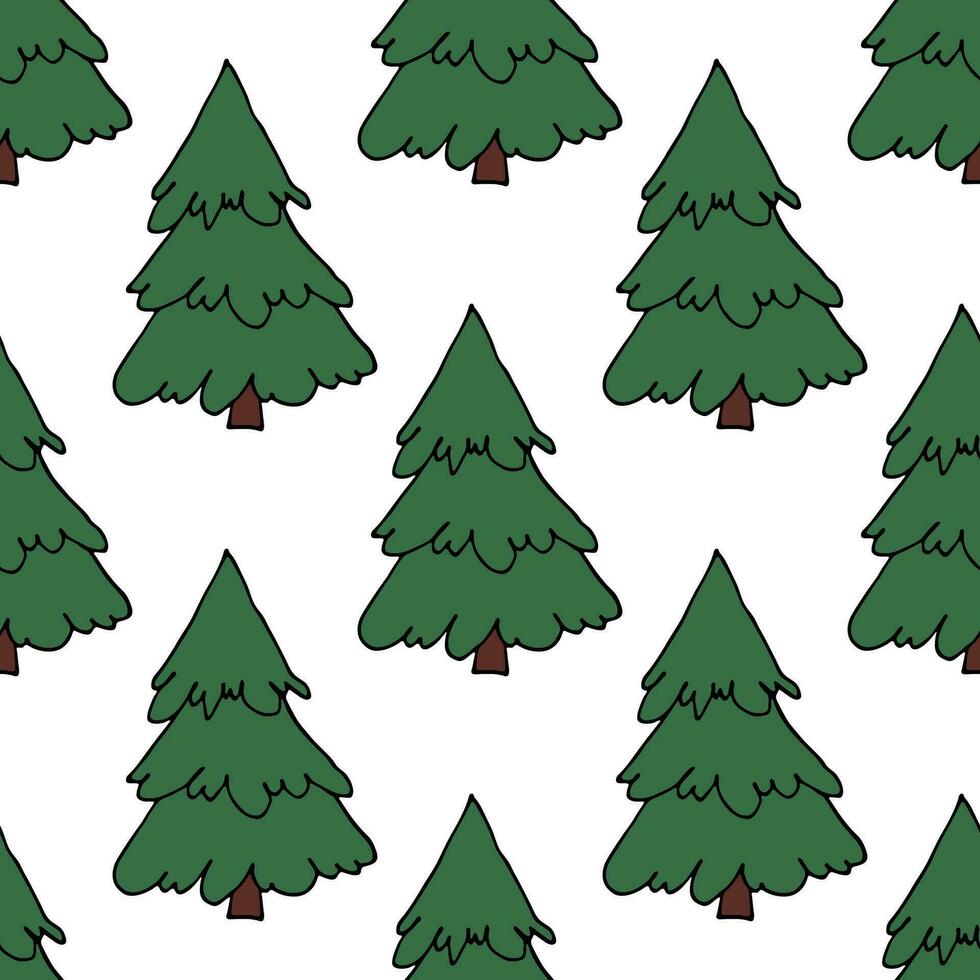 Seamless pattern with geometric minimal scandinavian Christmas tree doodle for decorative print, wrapping paper, greeting cards and fabric vector