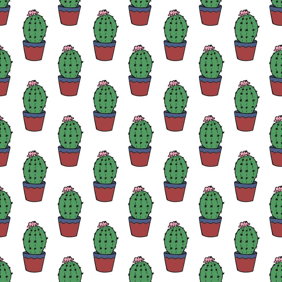 Seamless pattern with cactus doodle for decorative print, wrapping paper, greeting cards and fabric vector