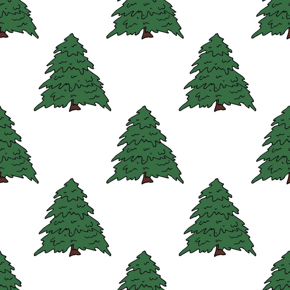 Seamless pattern with geometric minimal scandinavian Christmas tree doodle for decorative print, wrapping paper, greeting cards and fabric vector