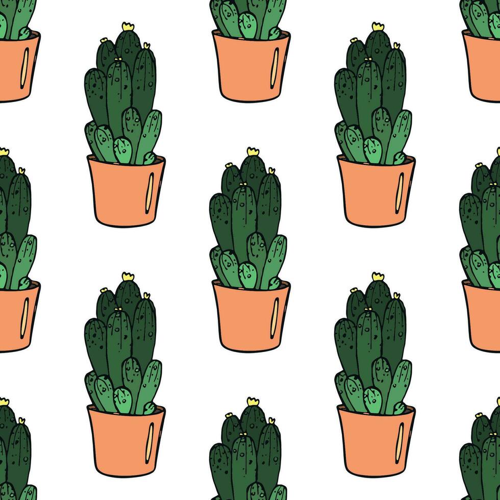 Seamless pattern with cactus doodle for decorative print, wrapping paper, greeting cards and fabric vector