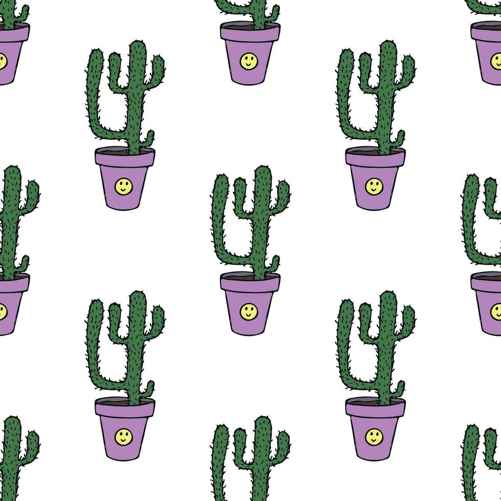 Seamless pattern with cactus doodle for decorative print, wrapping paper, greeting cards and fabric vector